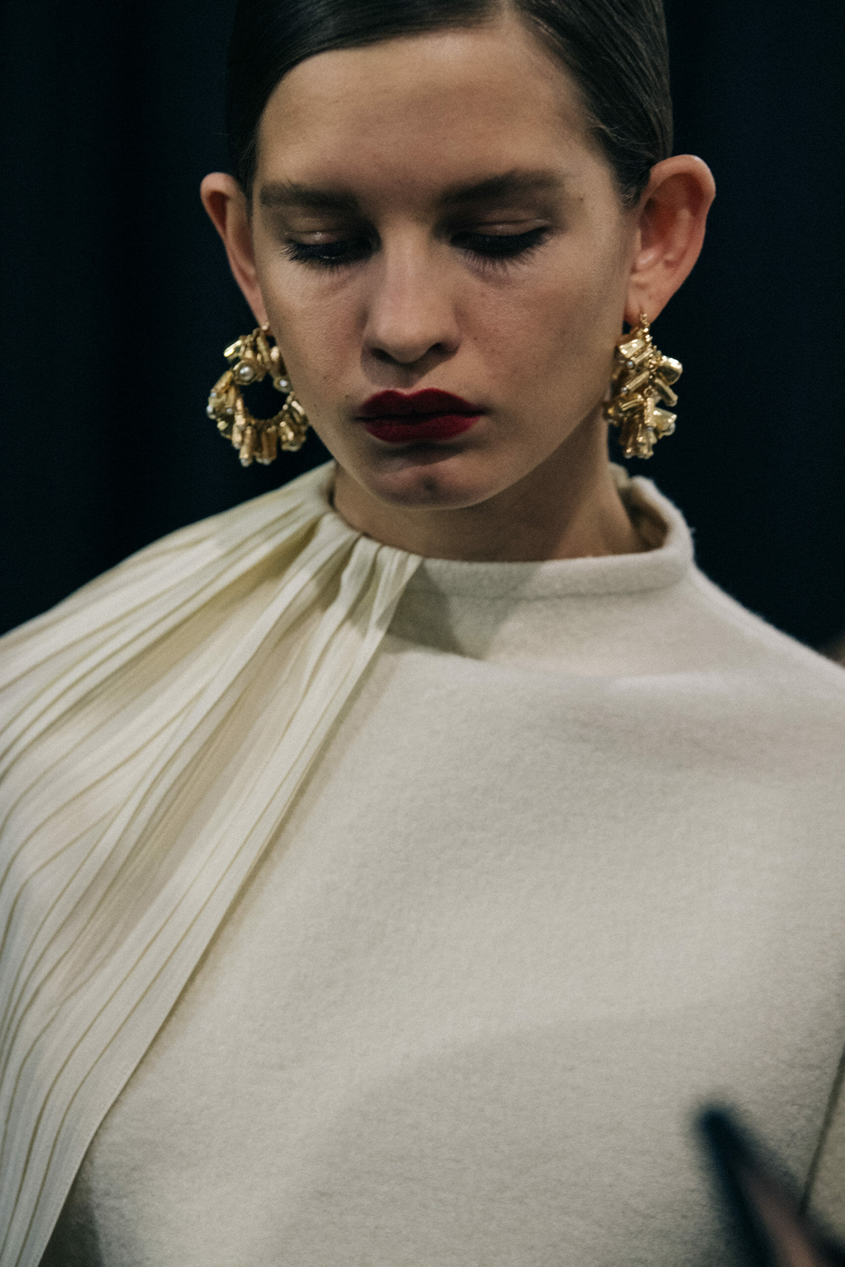Model wearing wool Jil Sander outfit