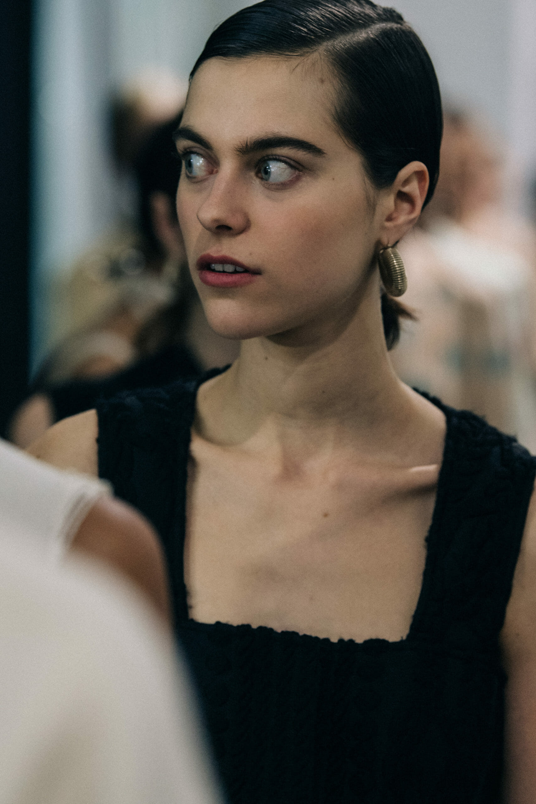 Model wearing black Jil Sander outfit