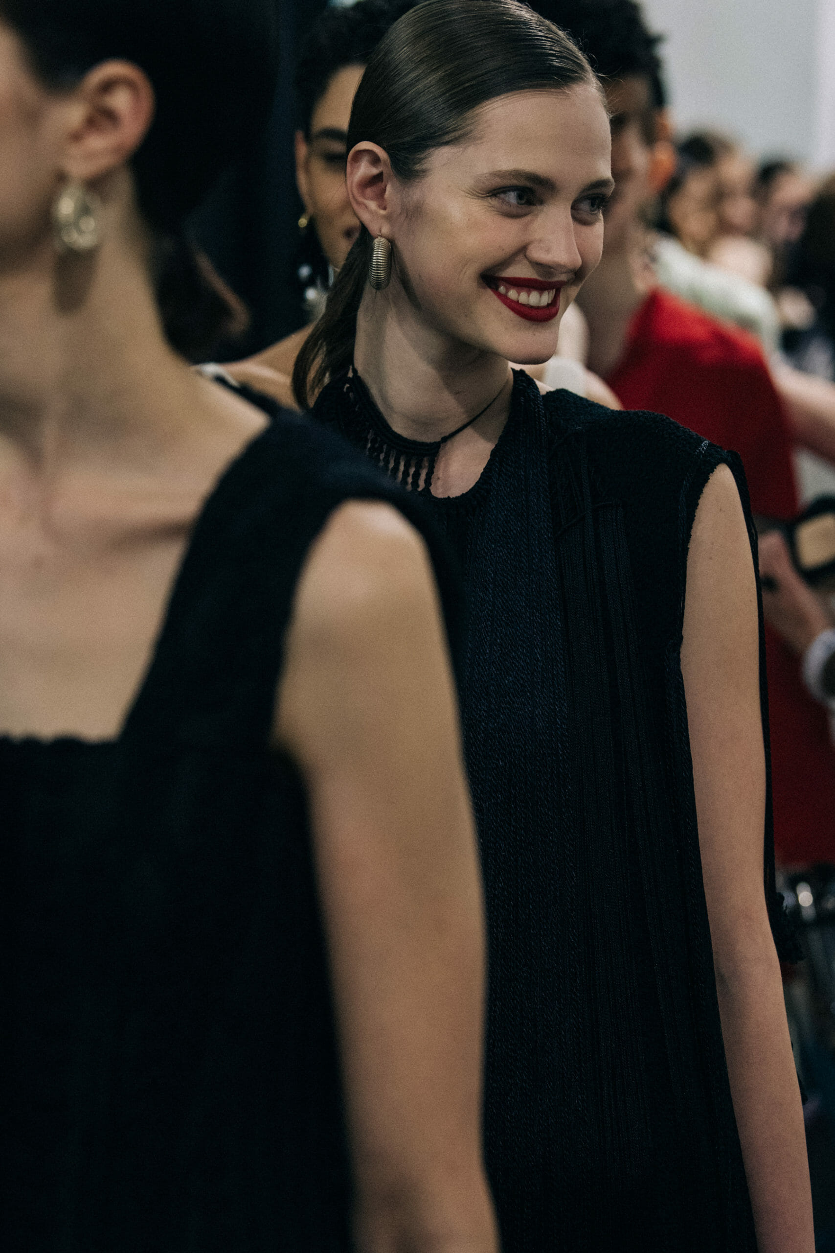 Model wearing black Jil Sander outfit