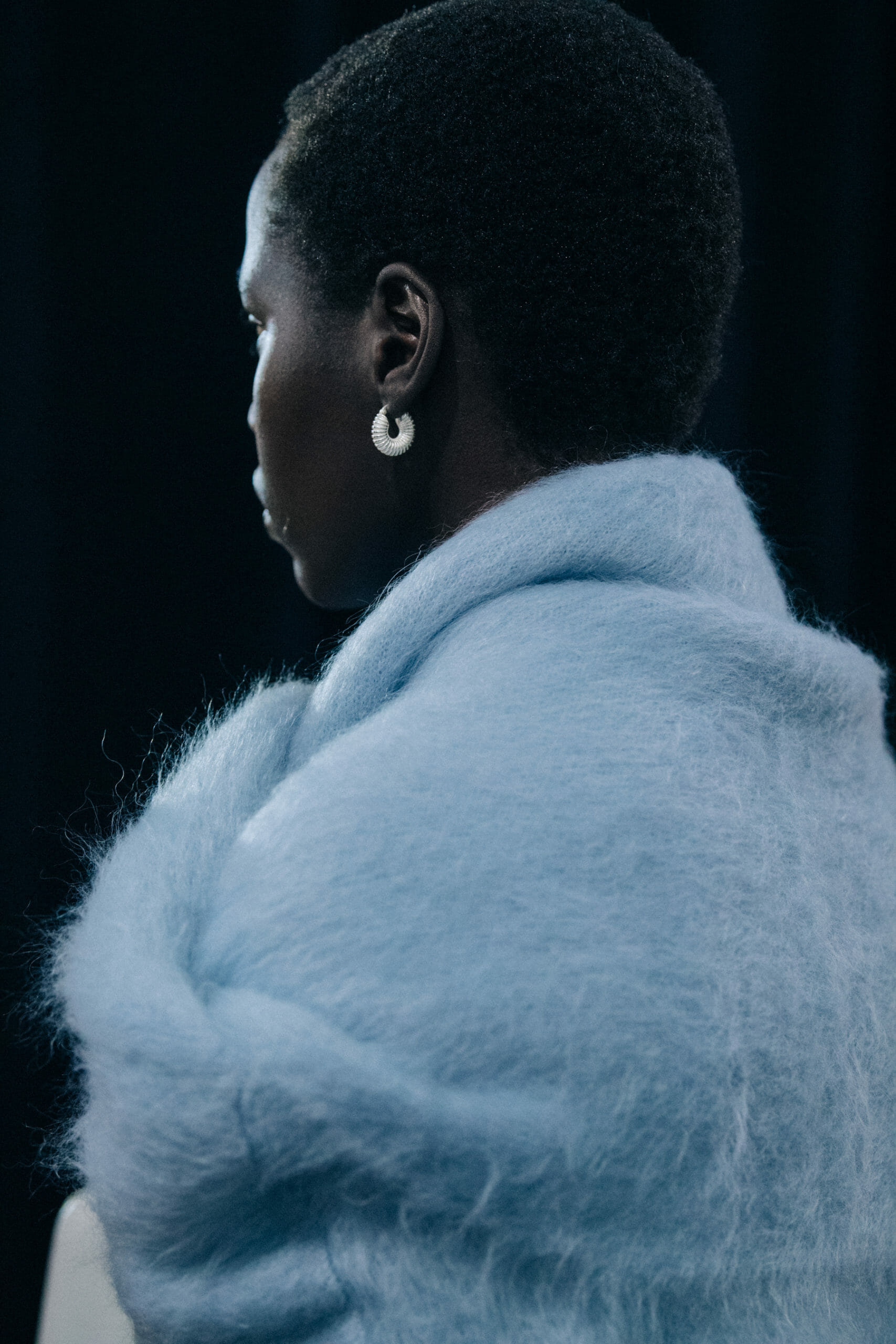 Model wearing wool Jil Sander outfit