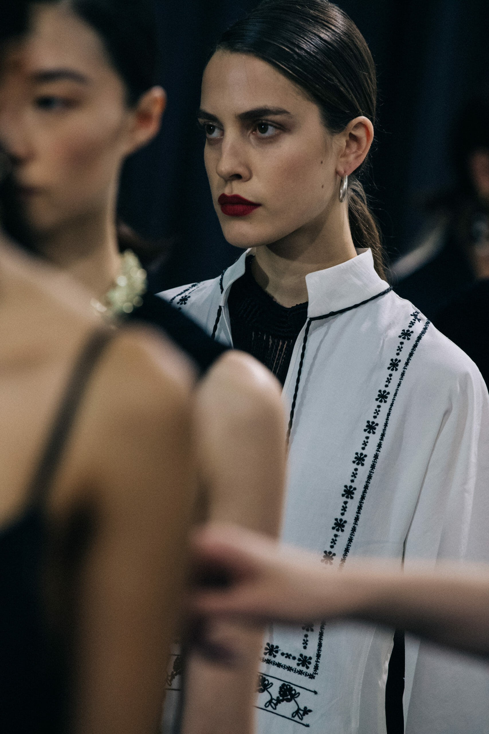 Model wearing light Jil Sander outfit
