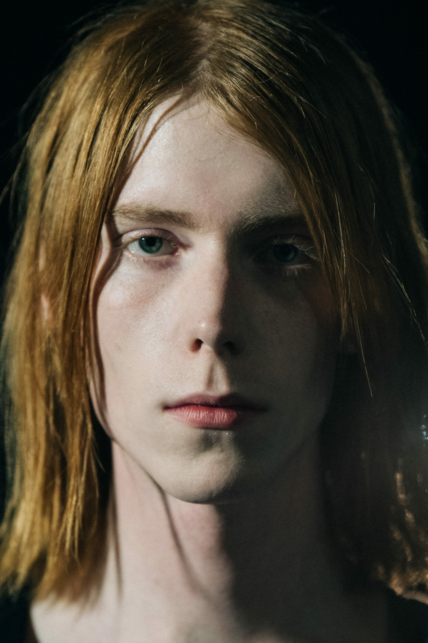 Model with long hair backstage