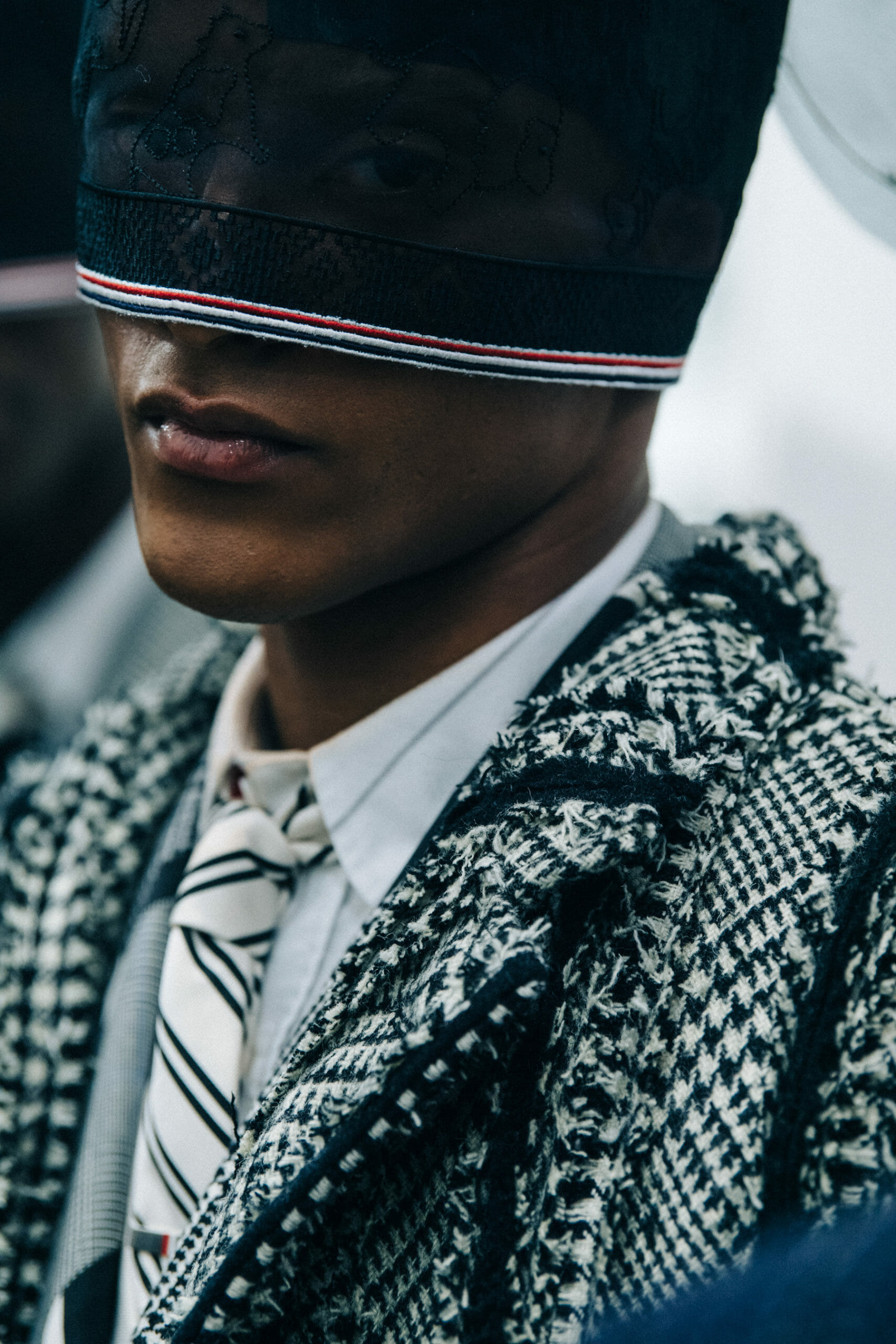 Models wearing Thom Browne suits