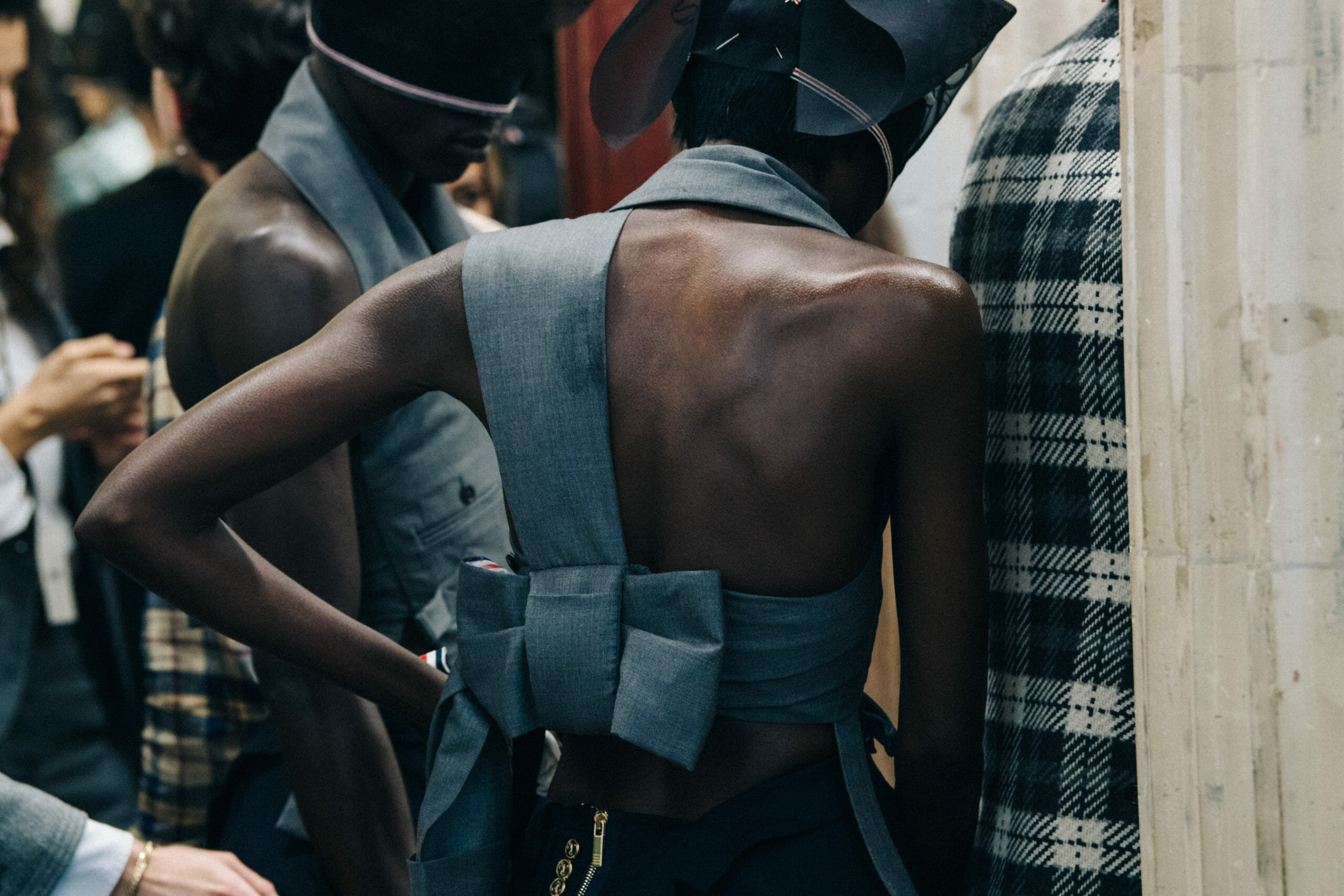Models wearing Thom Browne suits