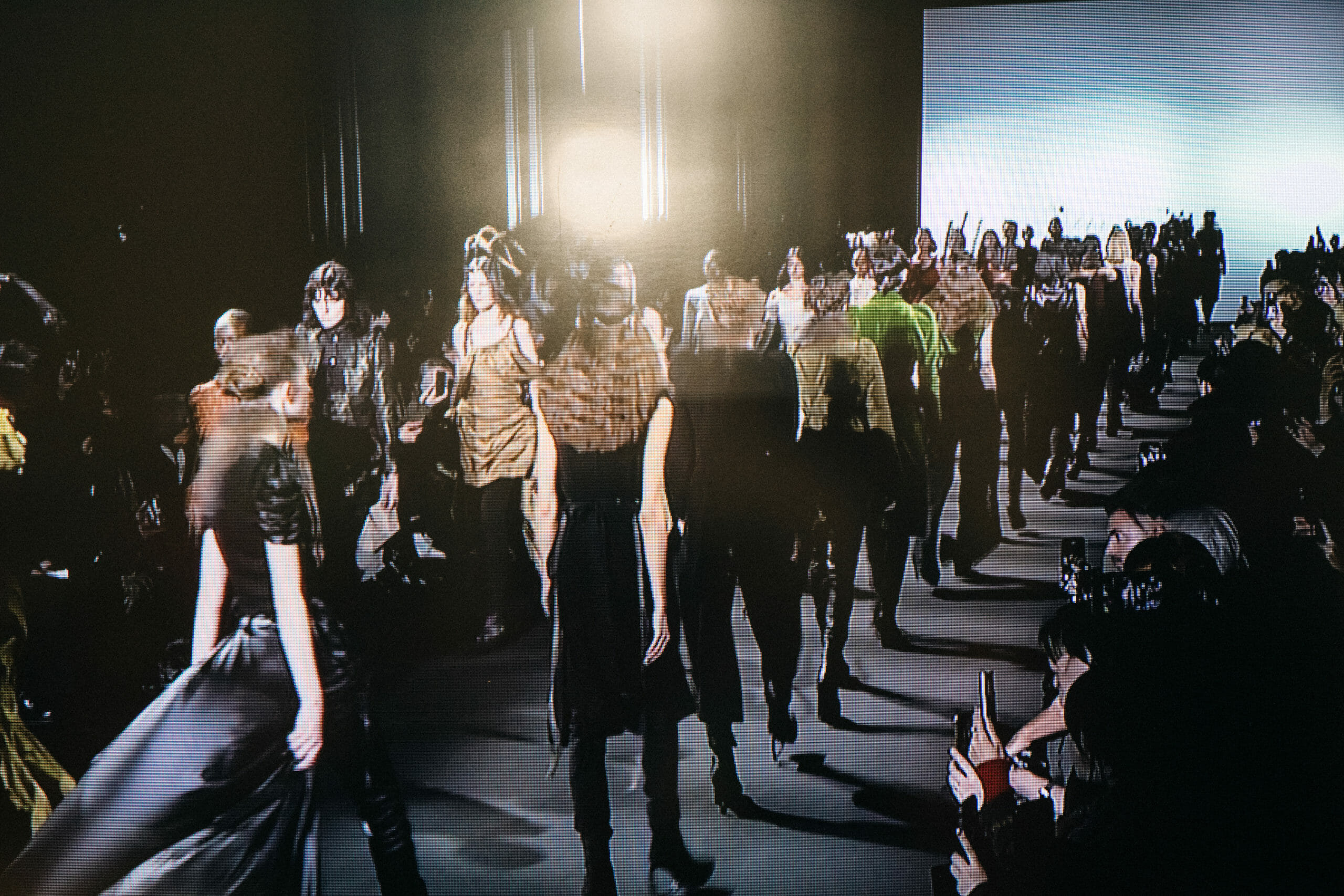 Models wearing metal headpieces at Ann Demeulemeester