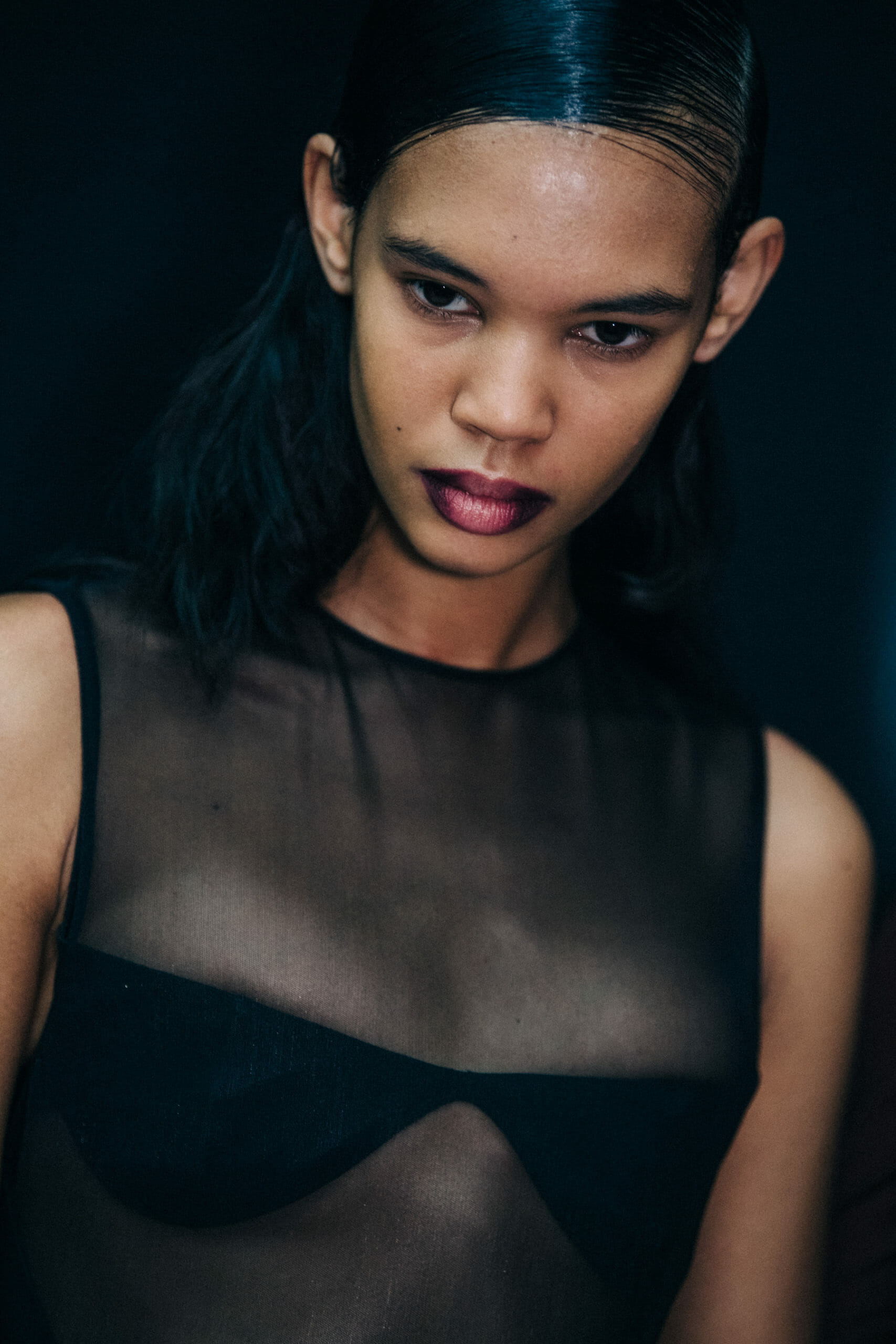 Models wearing black Mugler outfit