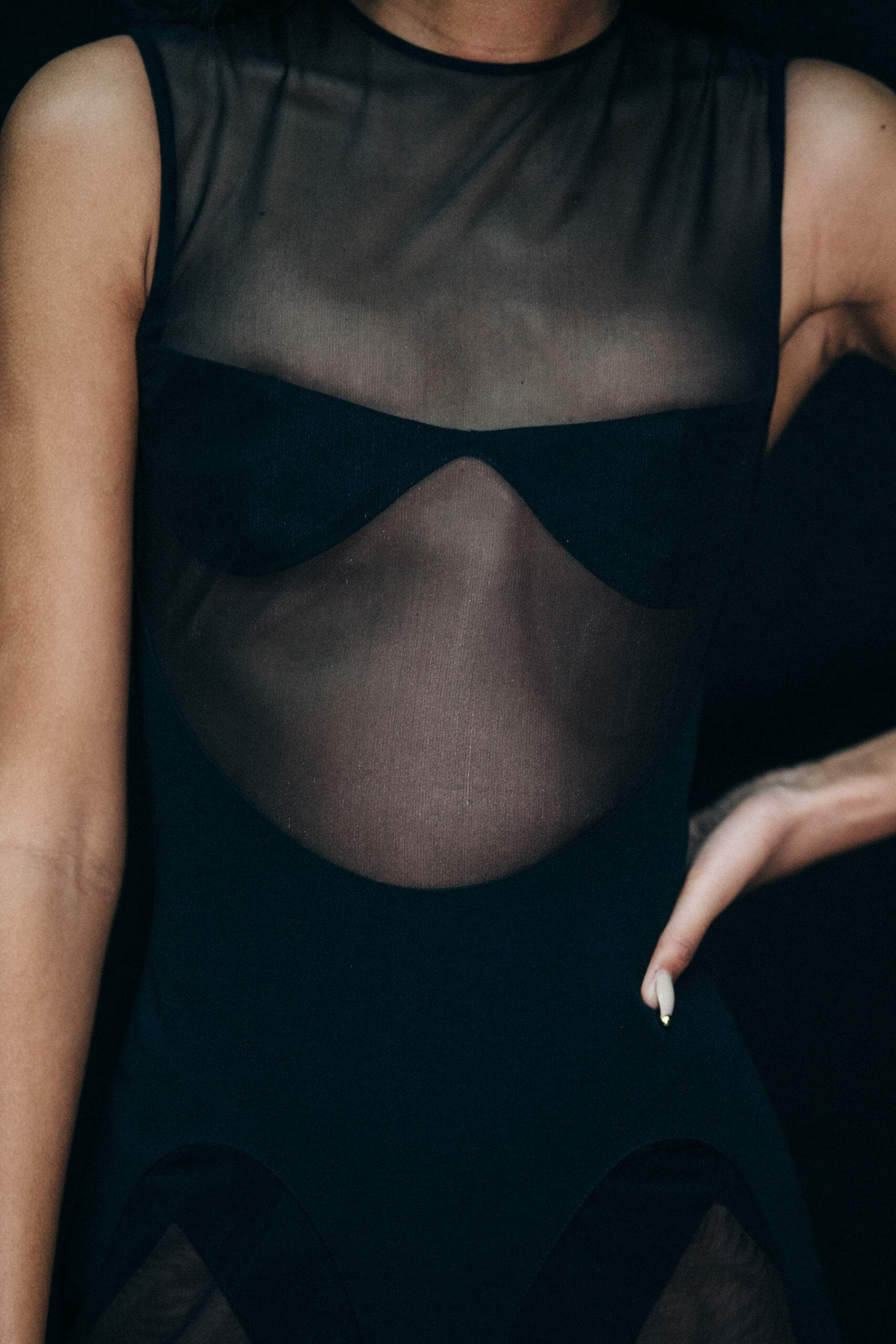 Models wearing black Mugler outfit