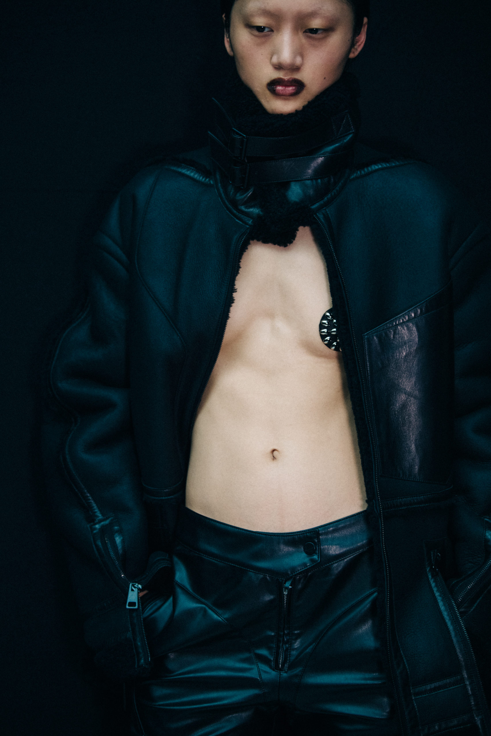 Models wearing black Mugler outfit