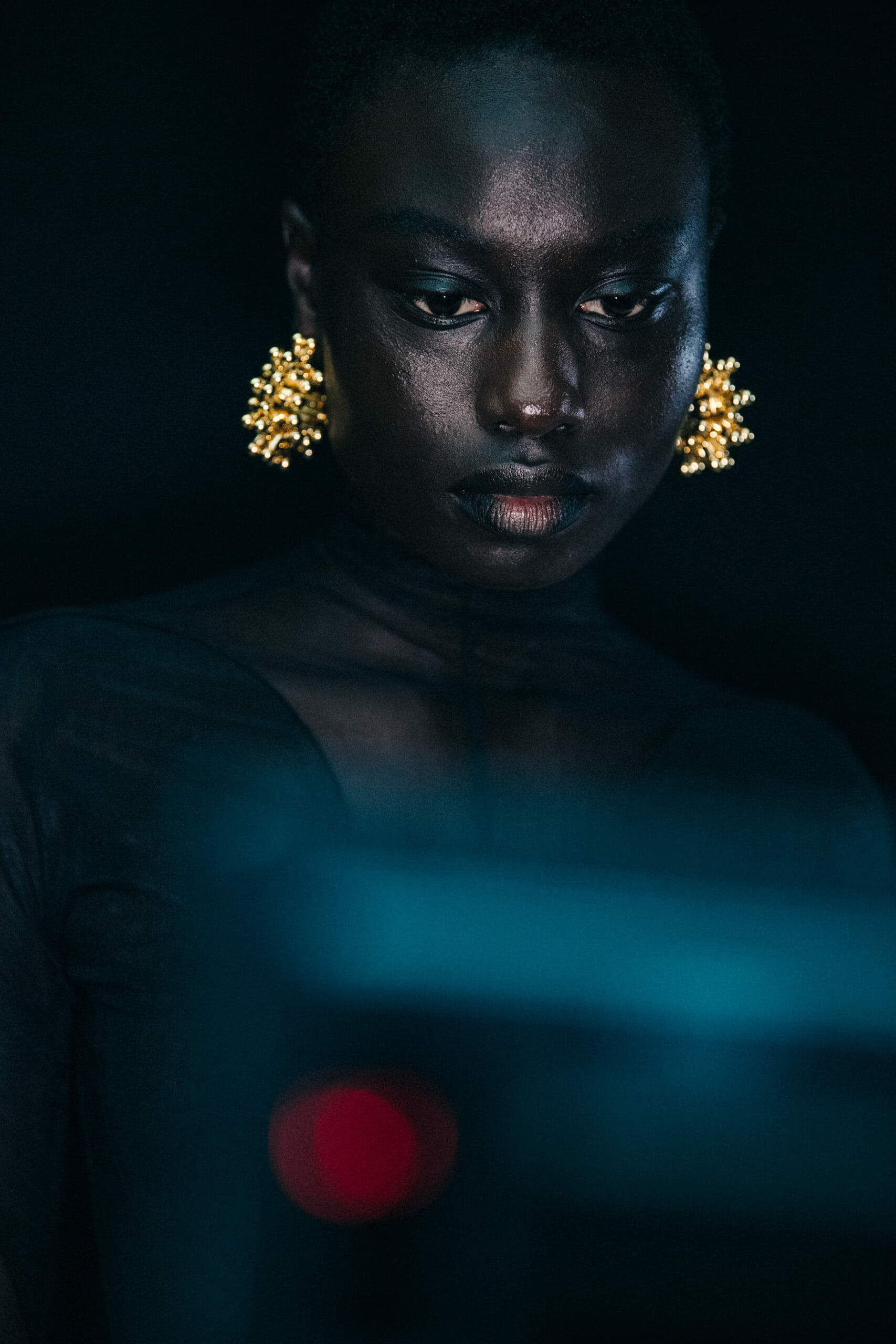 Model wearing lace Mugler dress