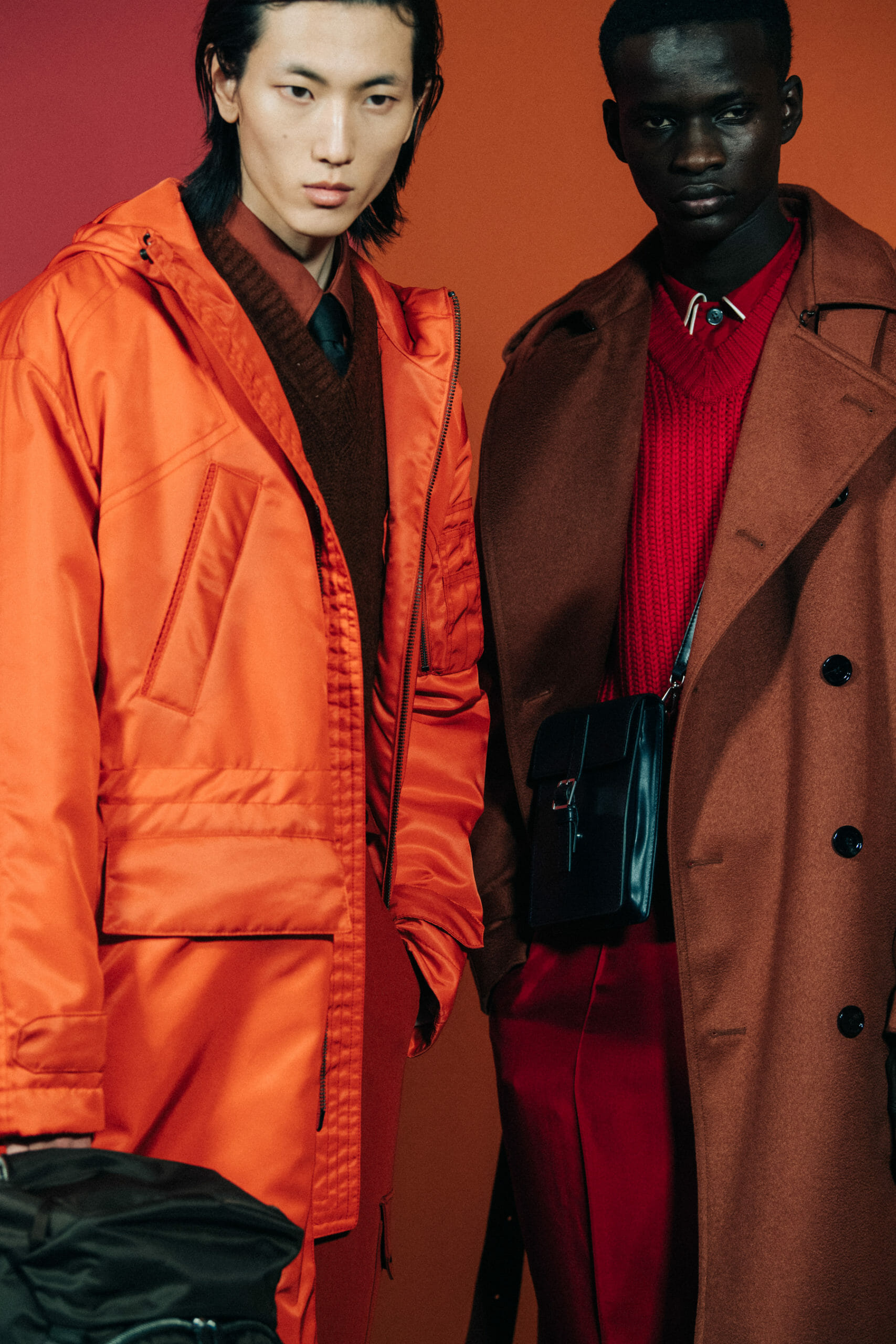 Models wearing bright orange at Boss
