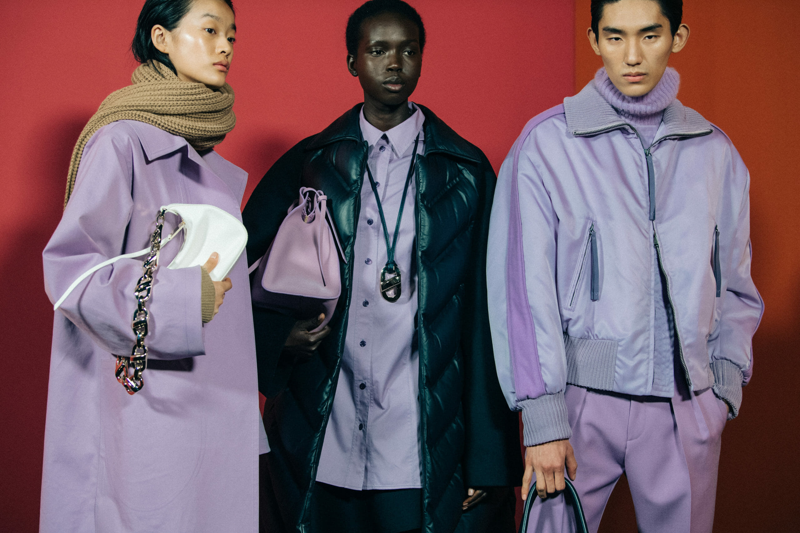 Models wearing lilac at Boss