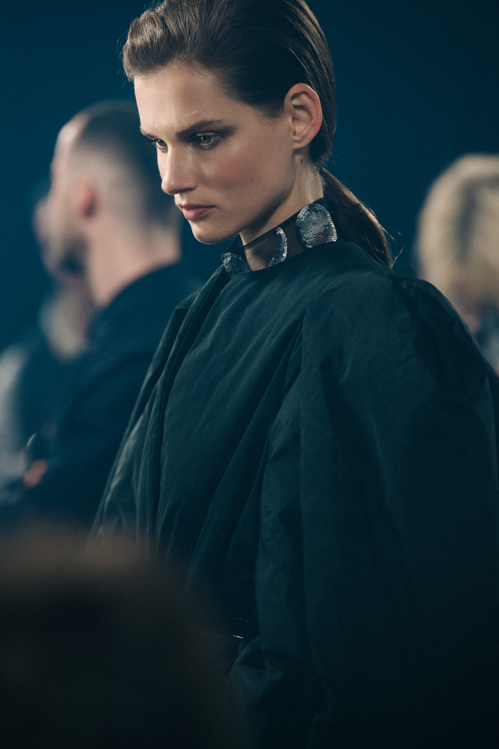 Model wearing black dress at Givenchy
