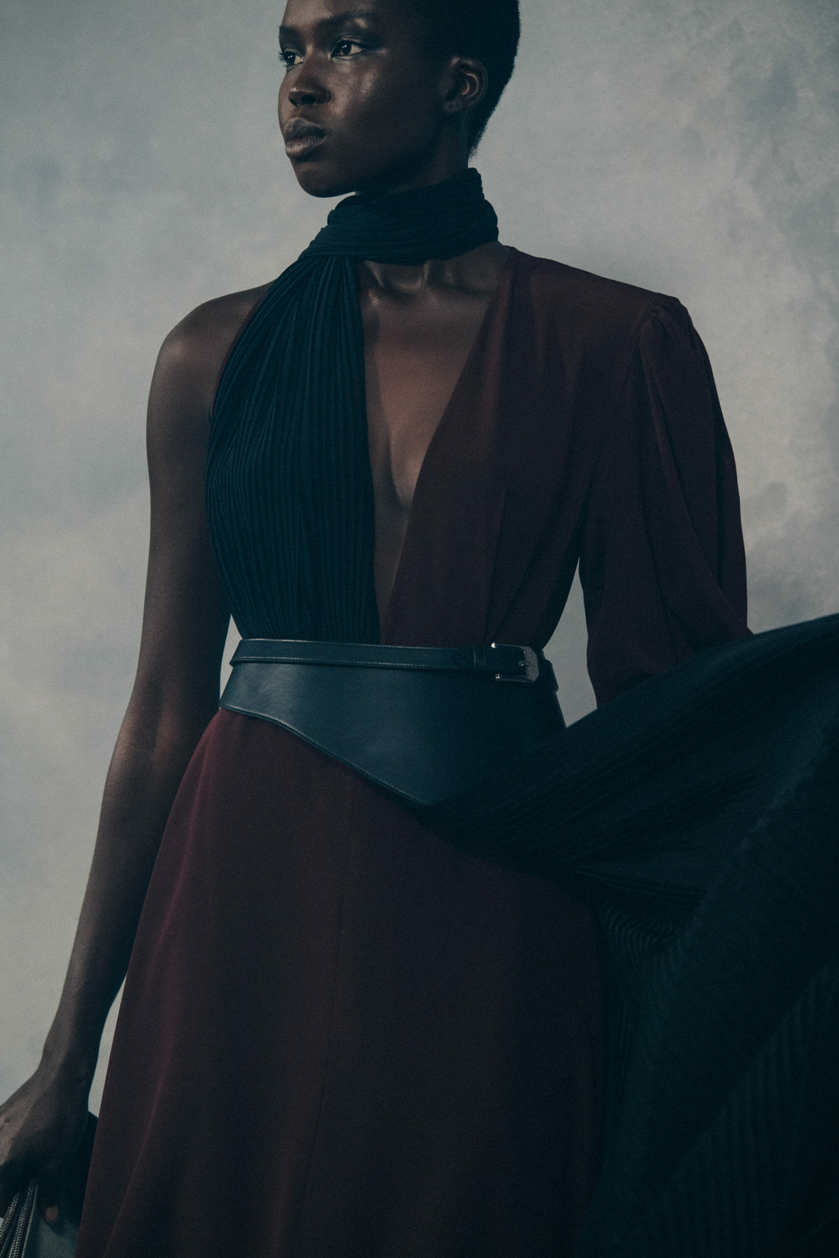 Model wearing black dress at Givenchy