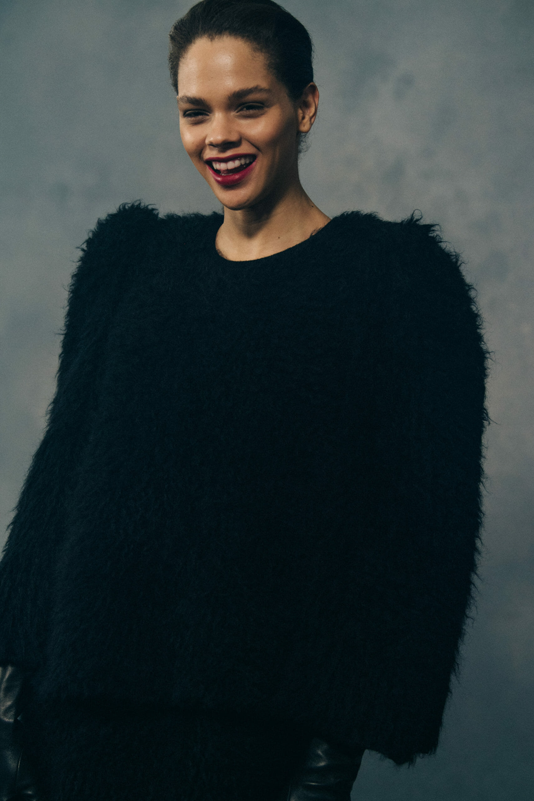 Model wearing fur at Givenchy