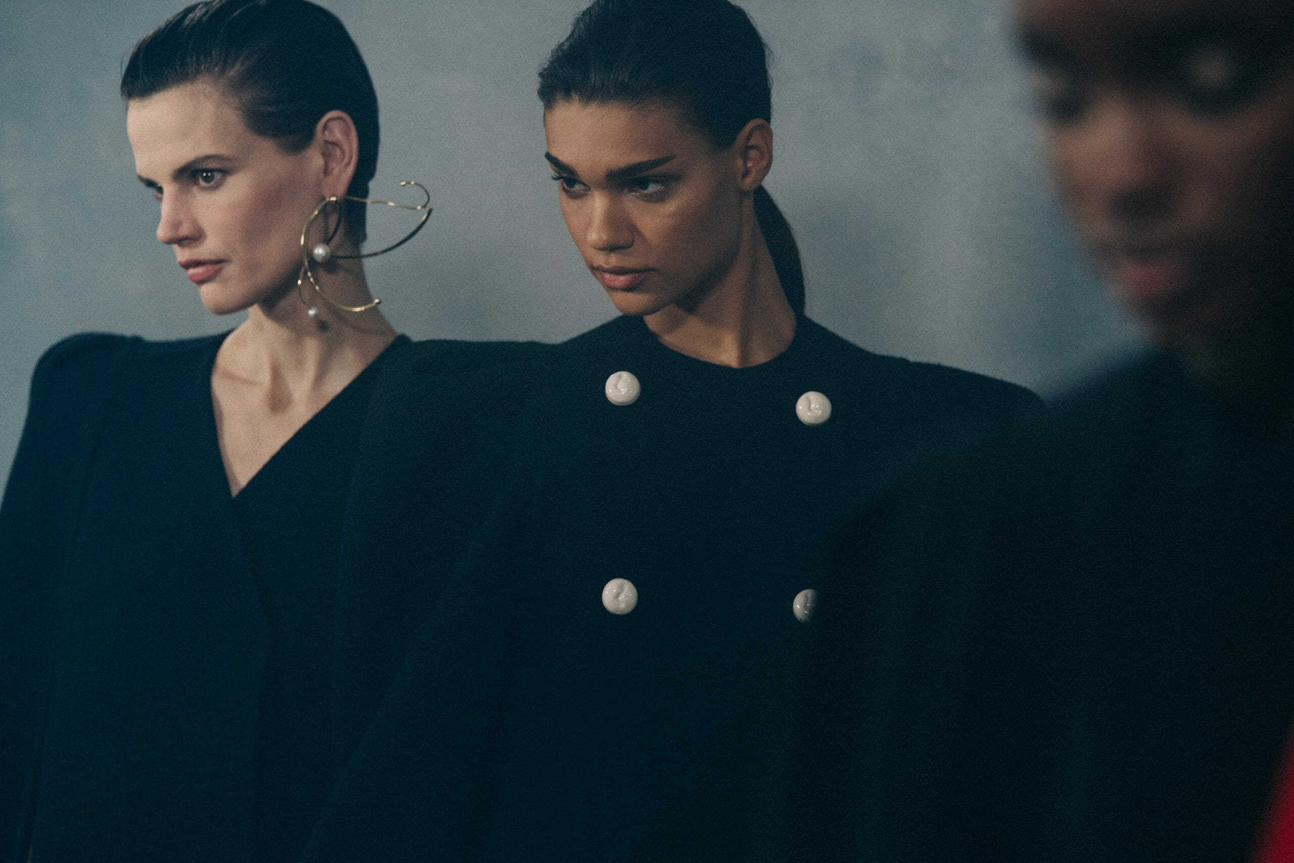 Model wearing black dress at Givenchy