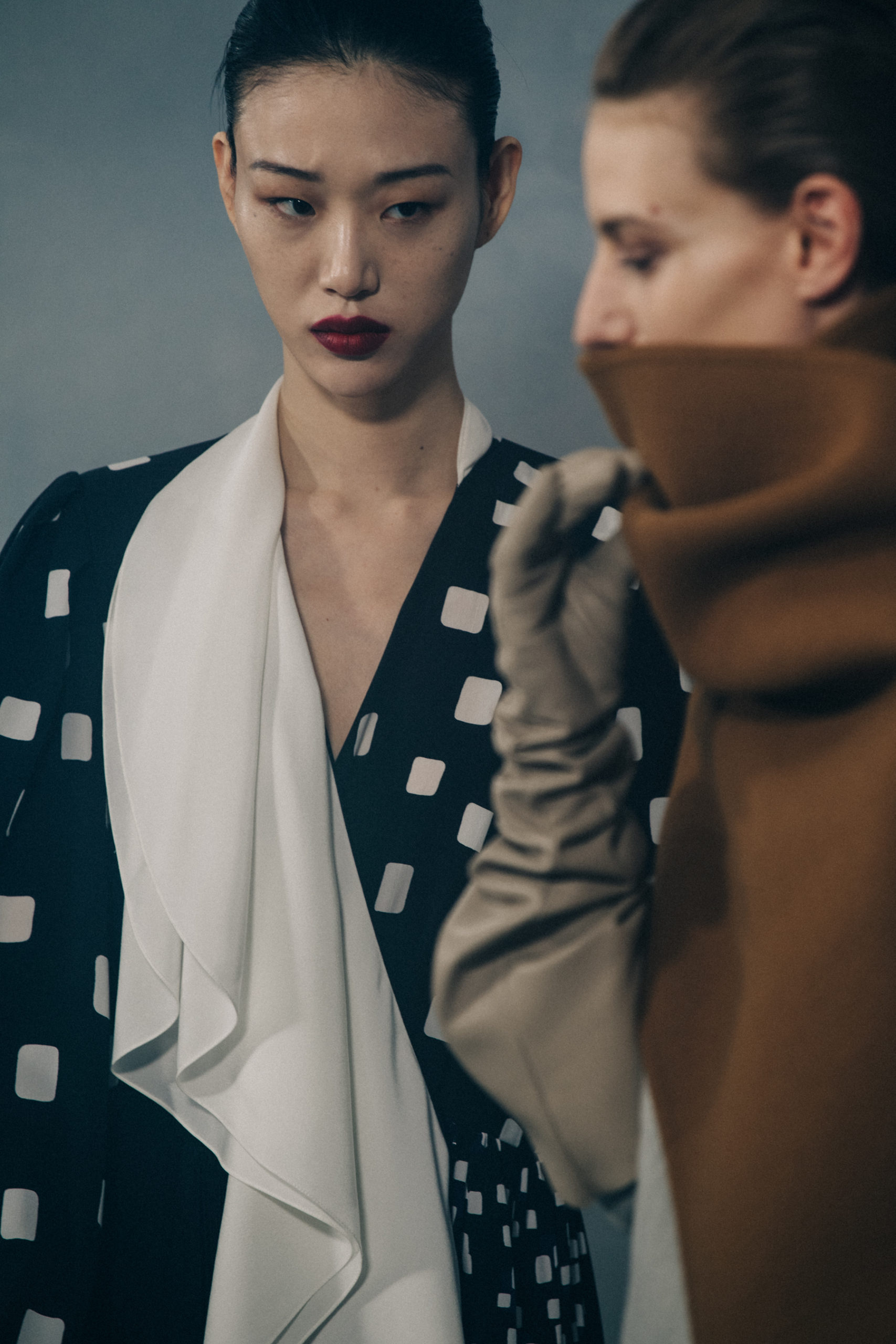 Model wearing wool at Givenchy