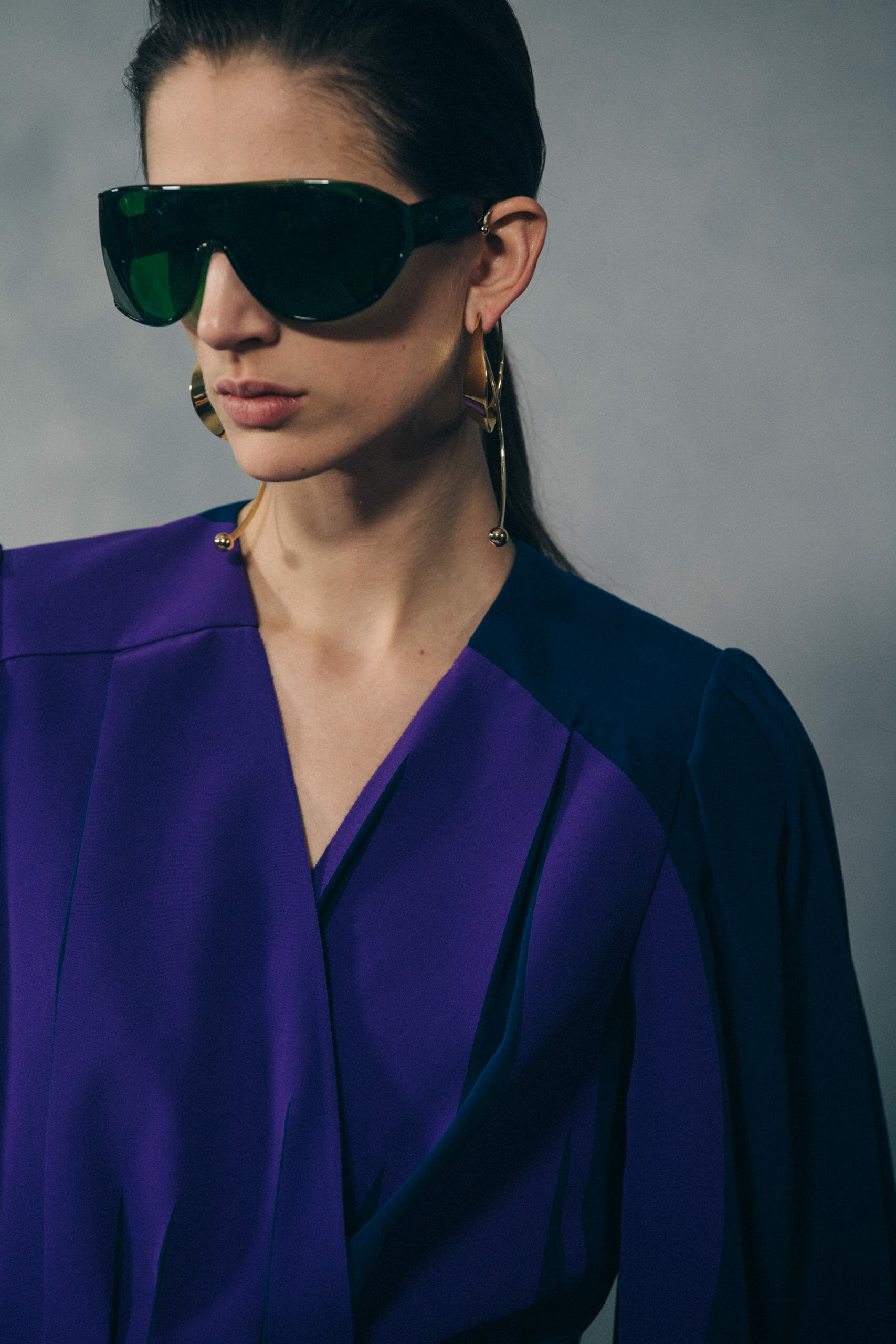 Model wearing blue at Givenchy