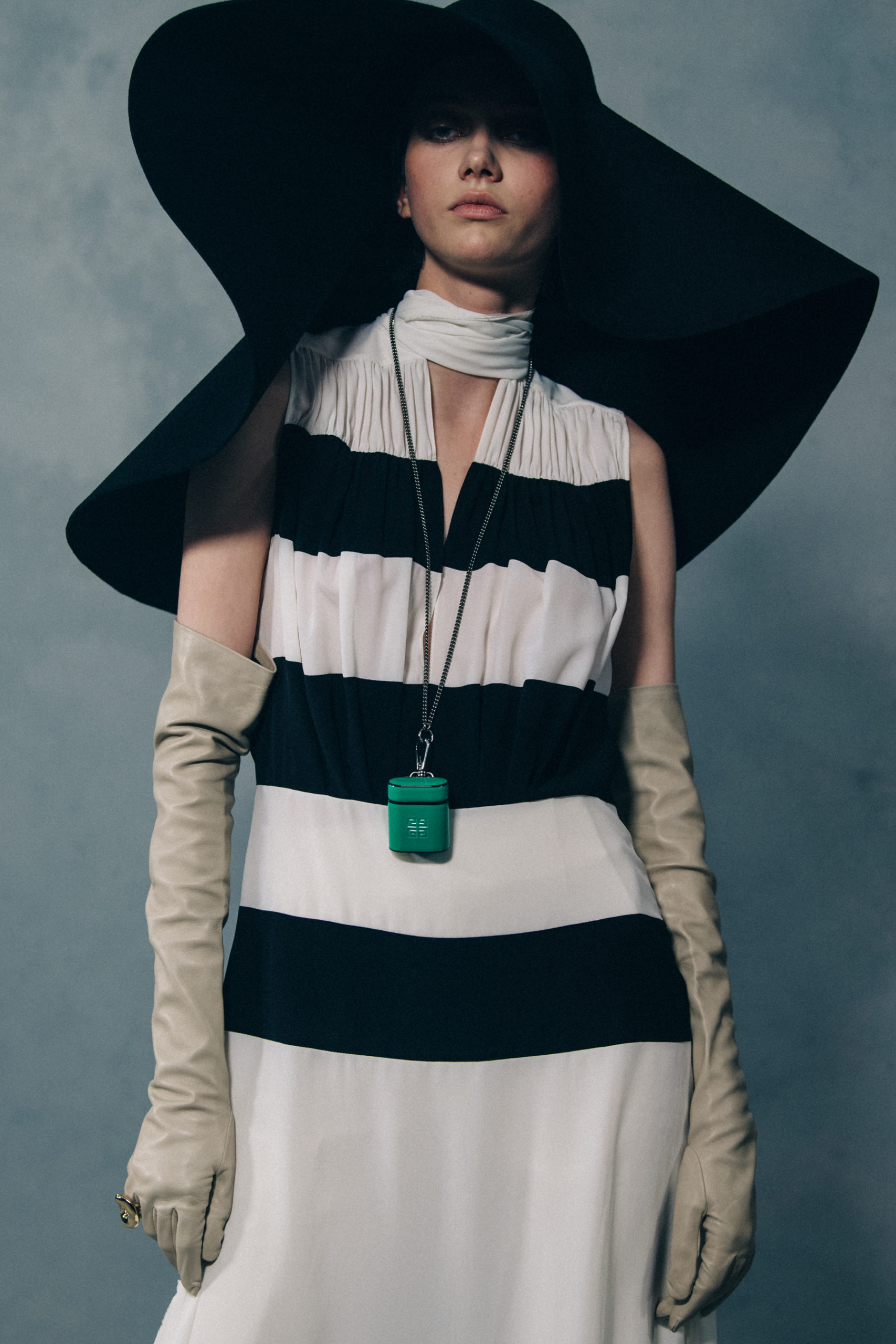 Model wearing large hat at Givenchy