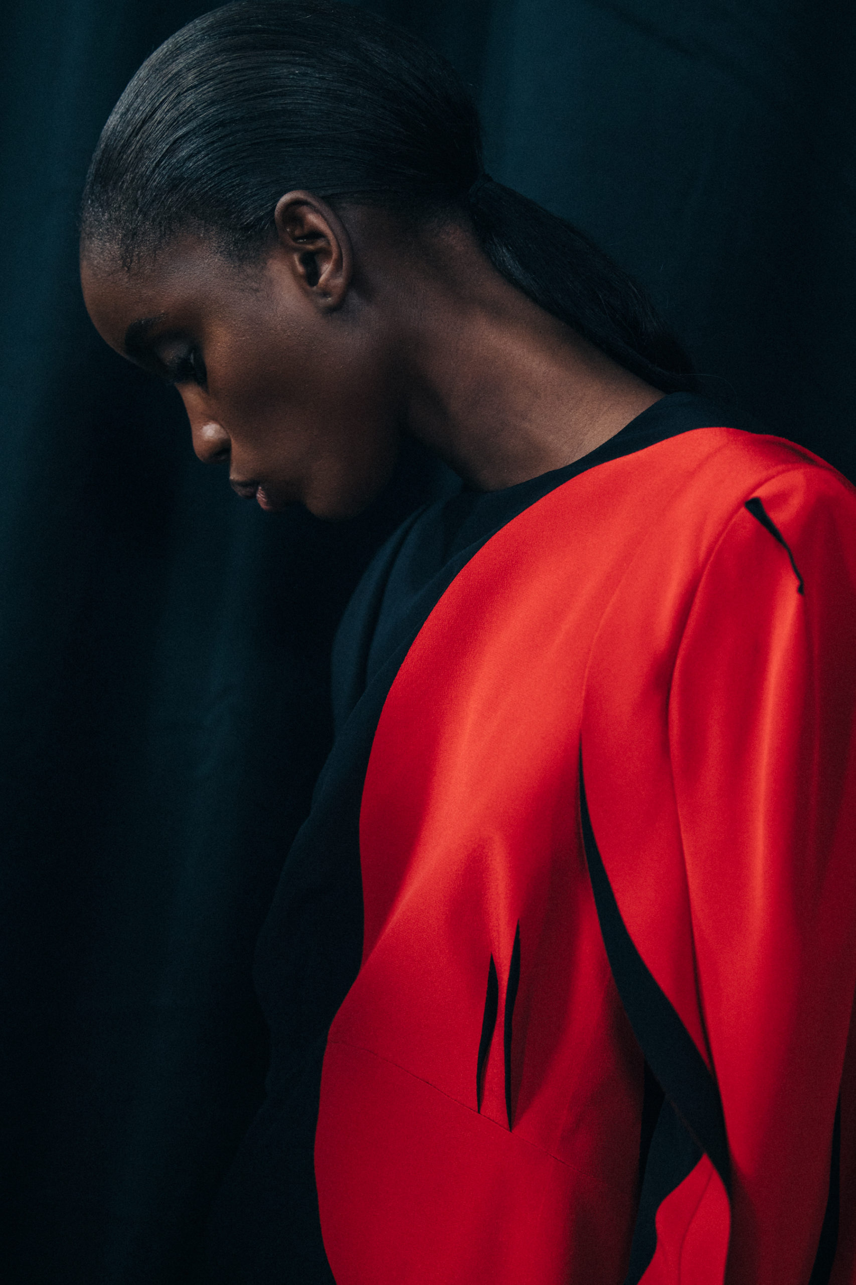 Model wearing red at Givenchy