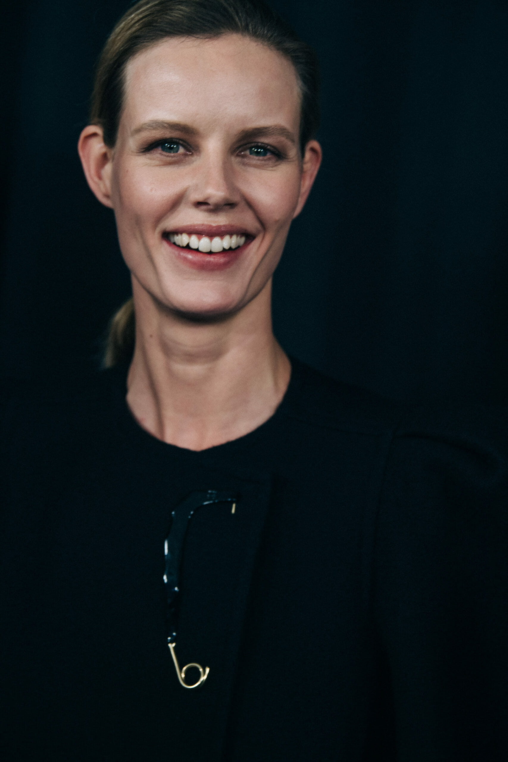 Model wearing black dress at Givenchy