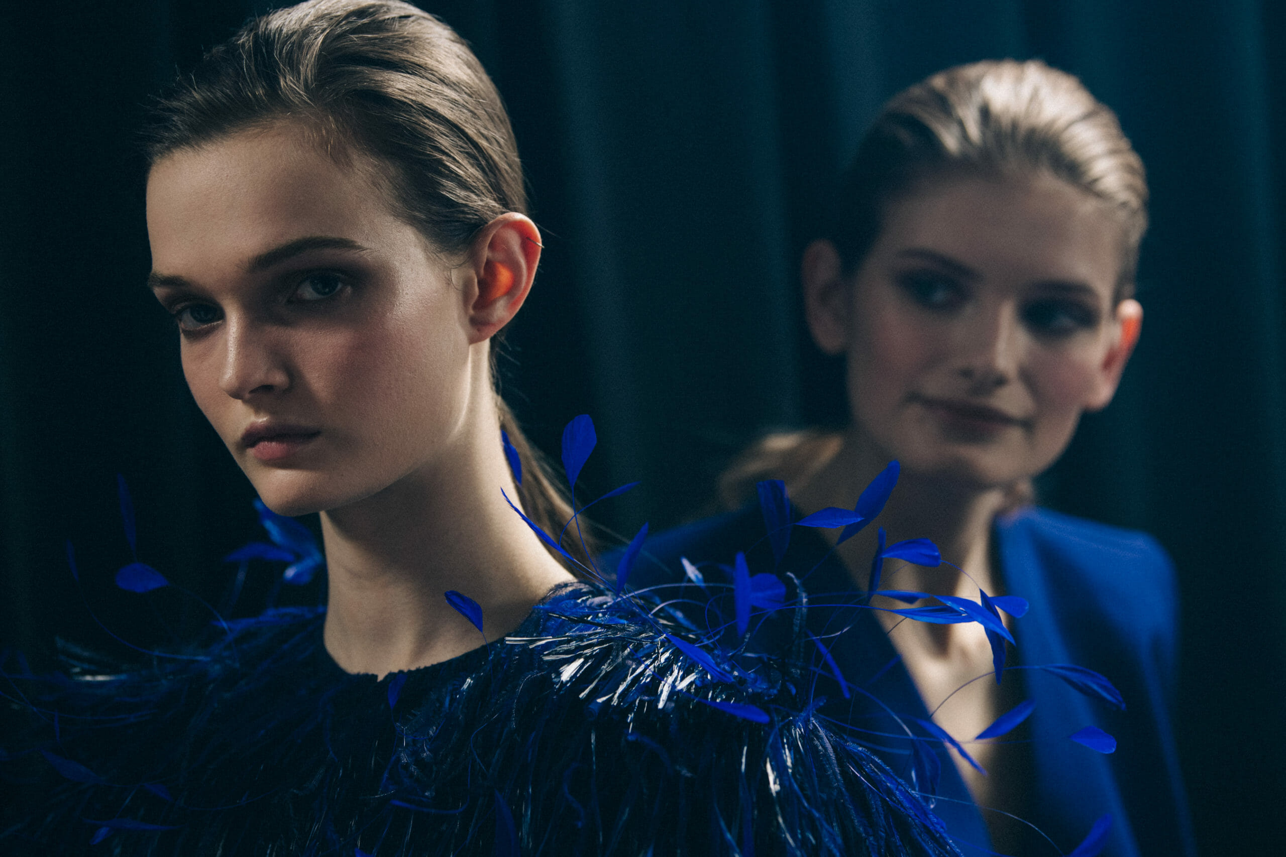 Model wearing blue at Givenchy