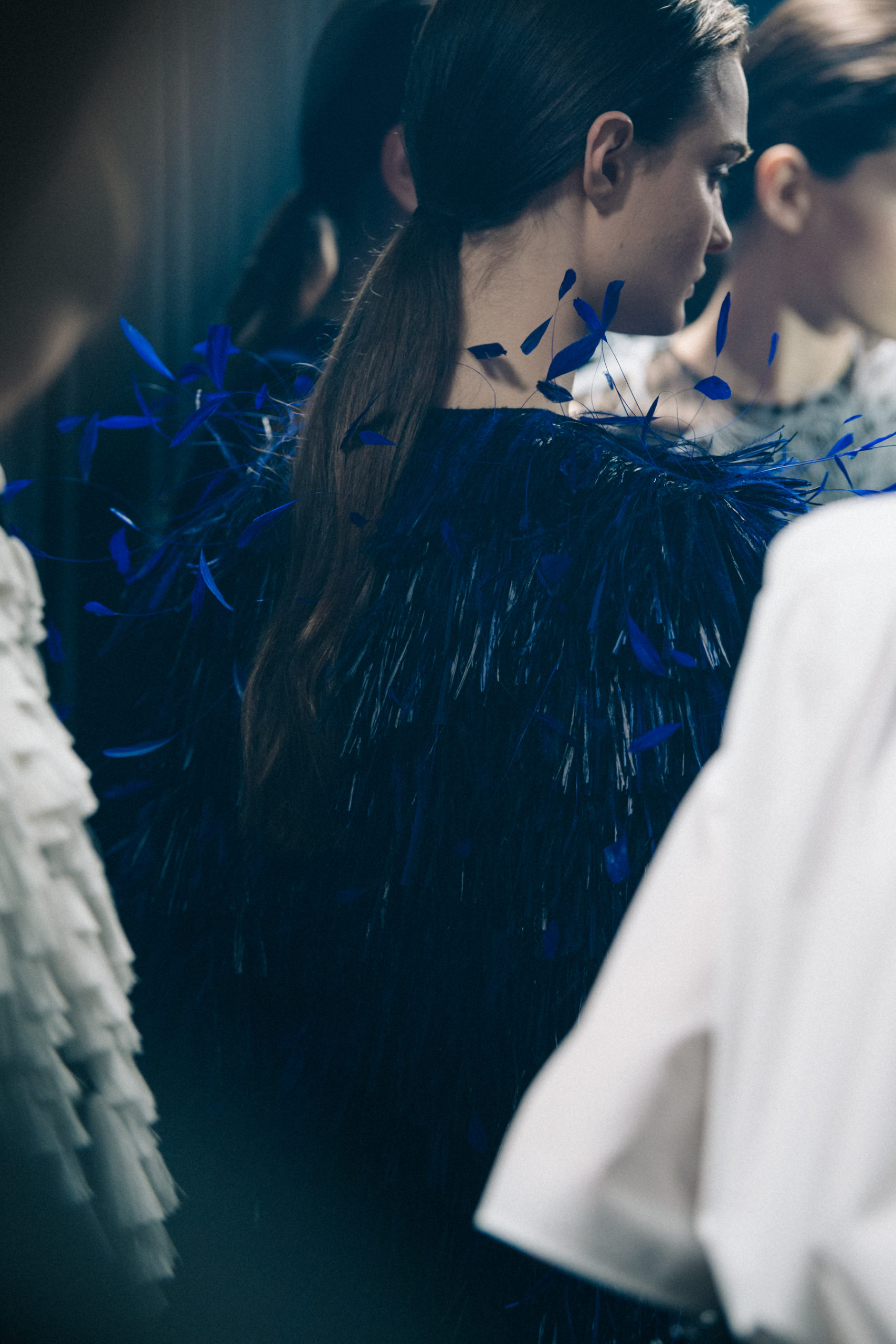 Model wearing blue at Givenchy