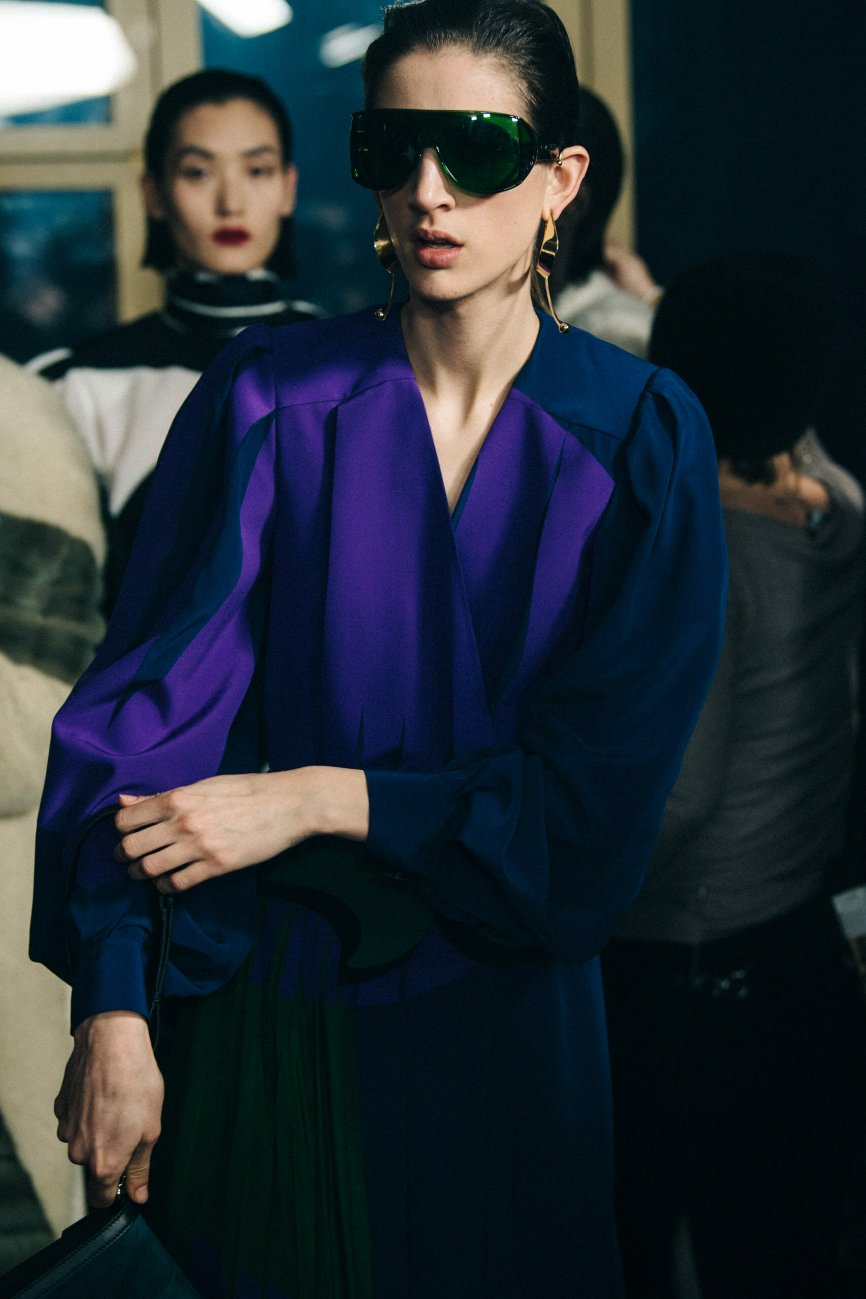 Model wearing blue at Givenchy