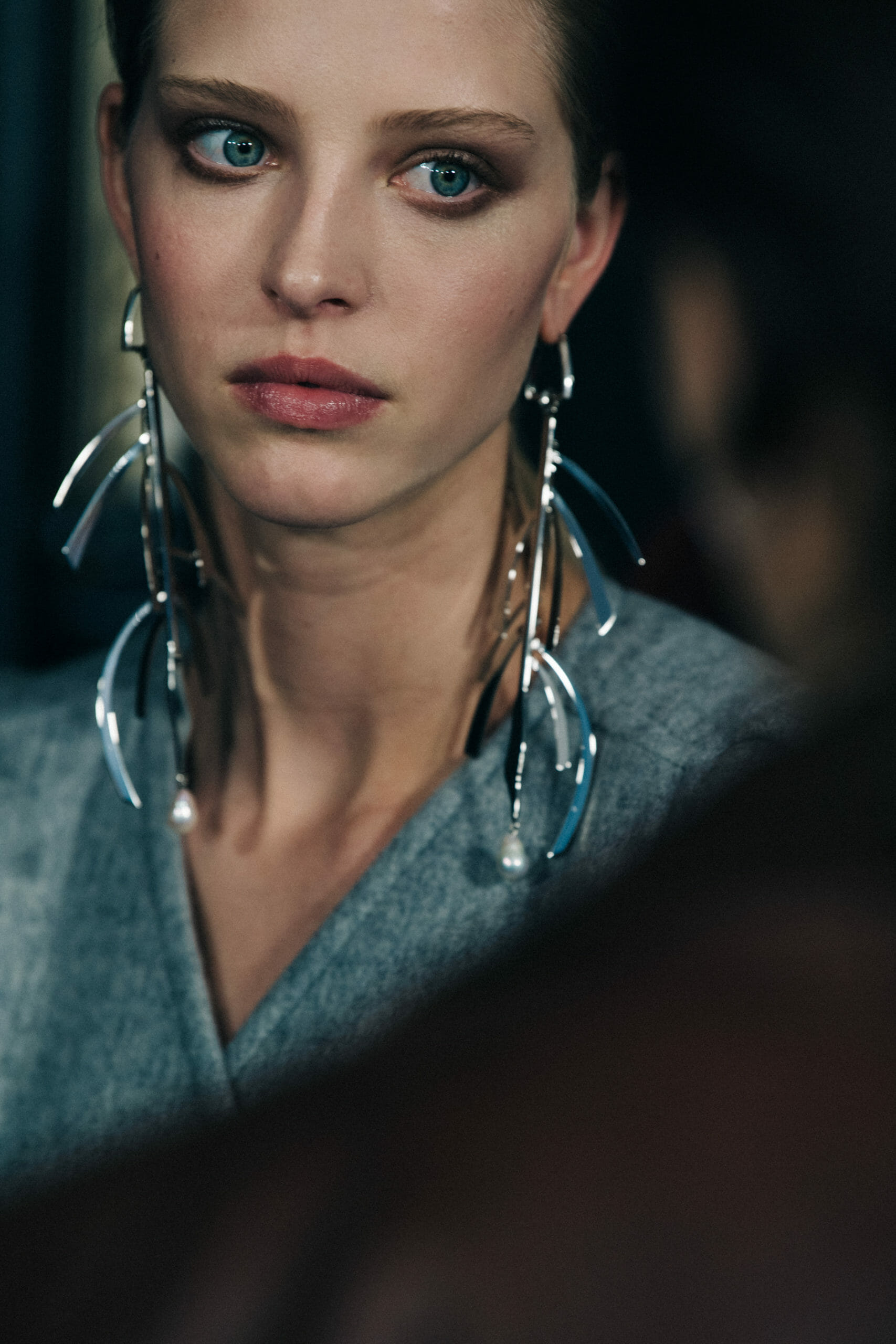 Model wearing grey at Givenchy