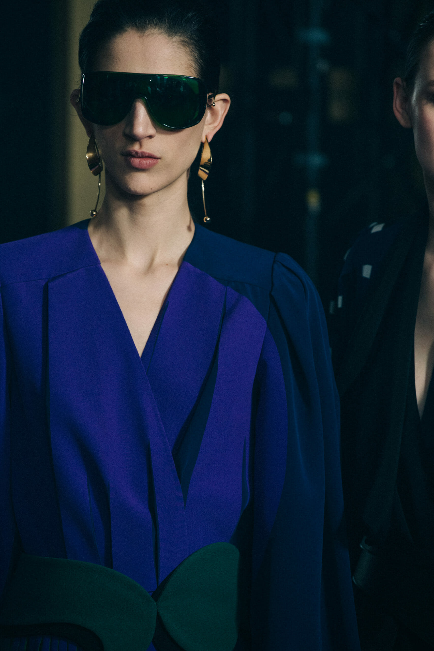 Model wearing blue at Givenchy