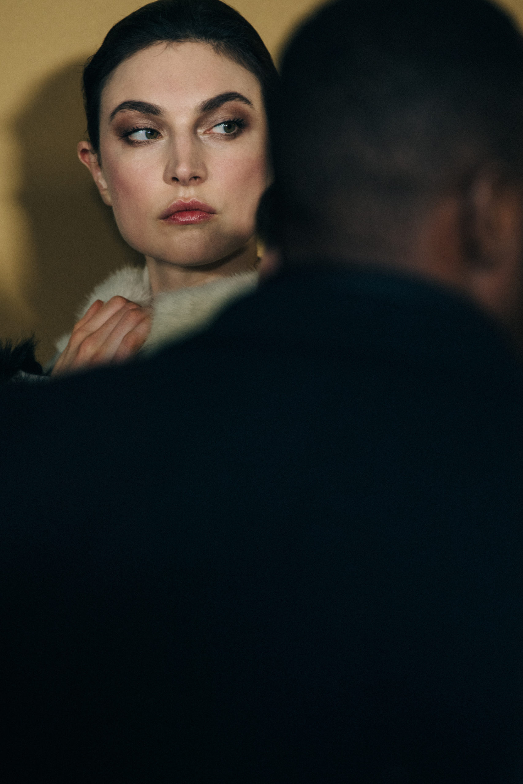 Model wearing fur at Givenchy