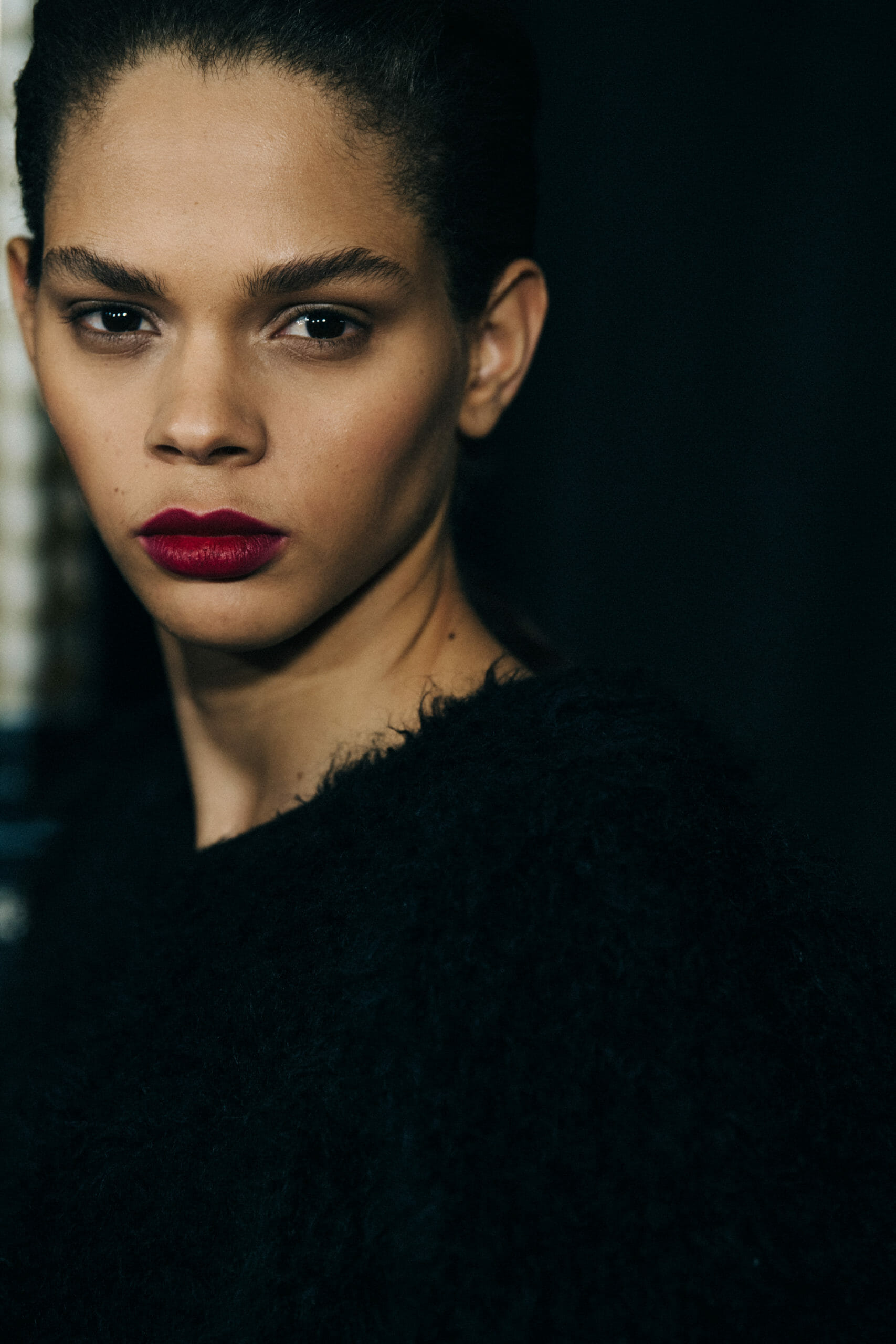 Model wearing fur at Givenchy