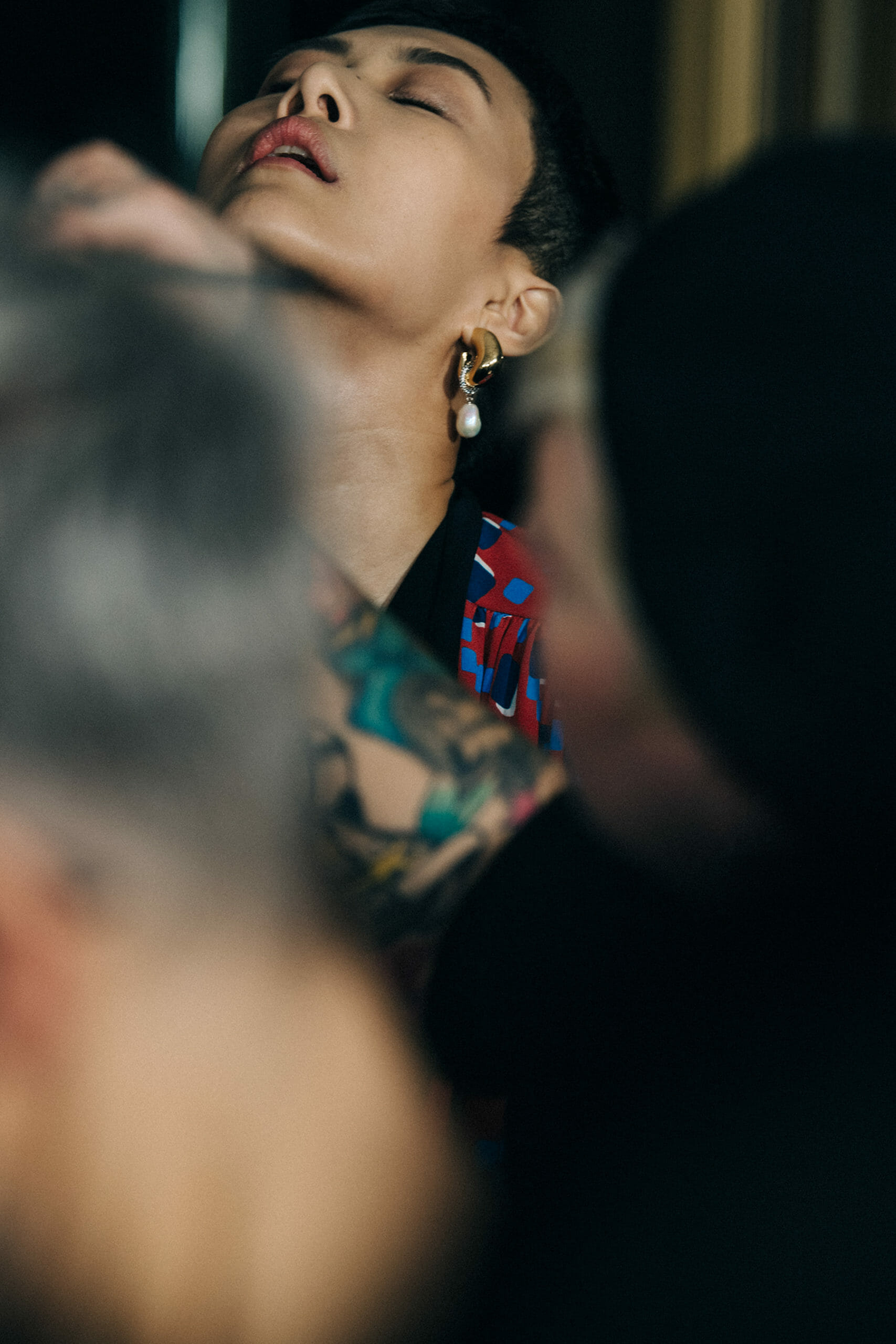 Model wearing blue at Givenchy
