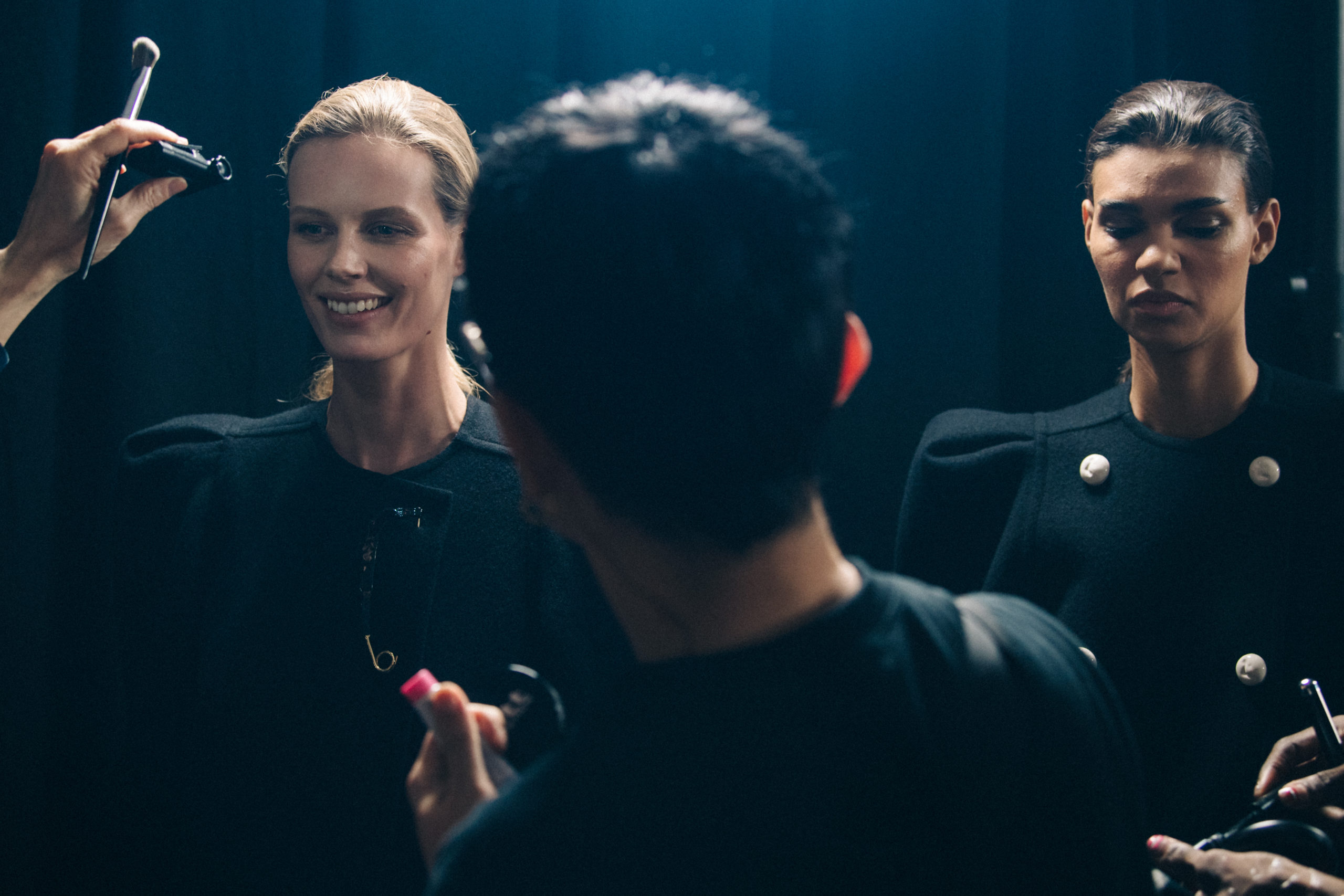 Model wearing black dress at Givenchy