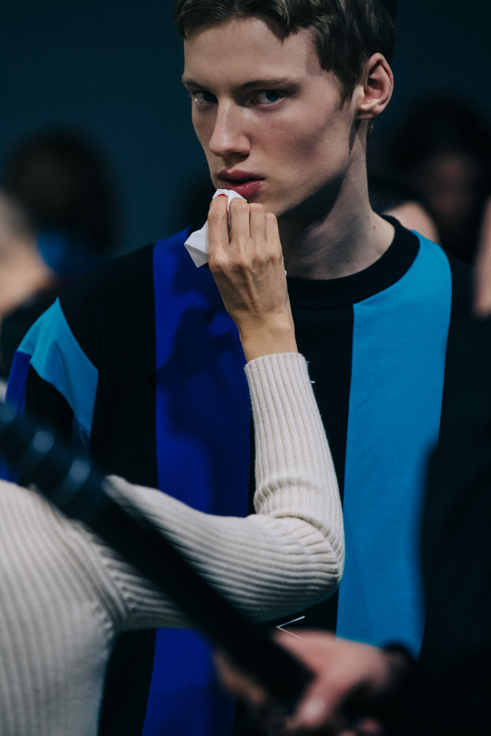 Models wearing stripes at Kenneth Ize