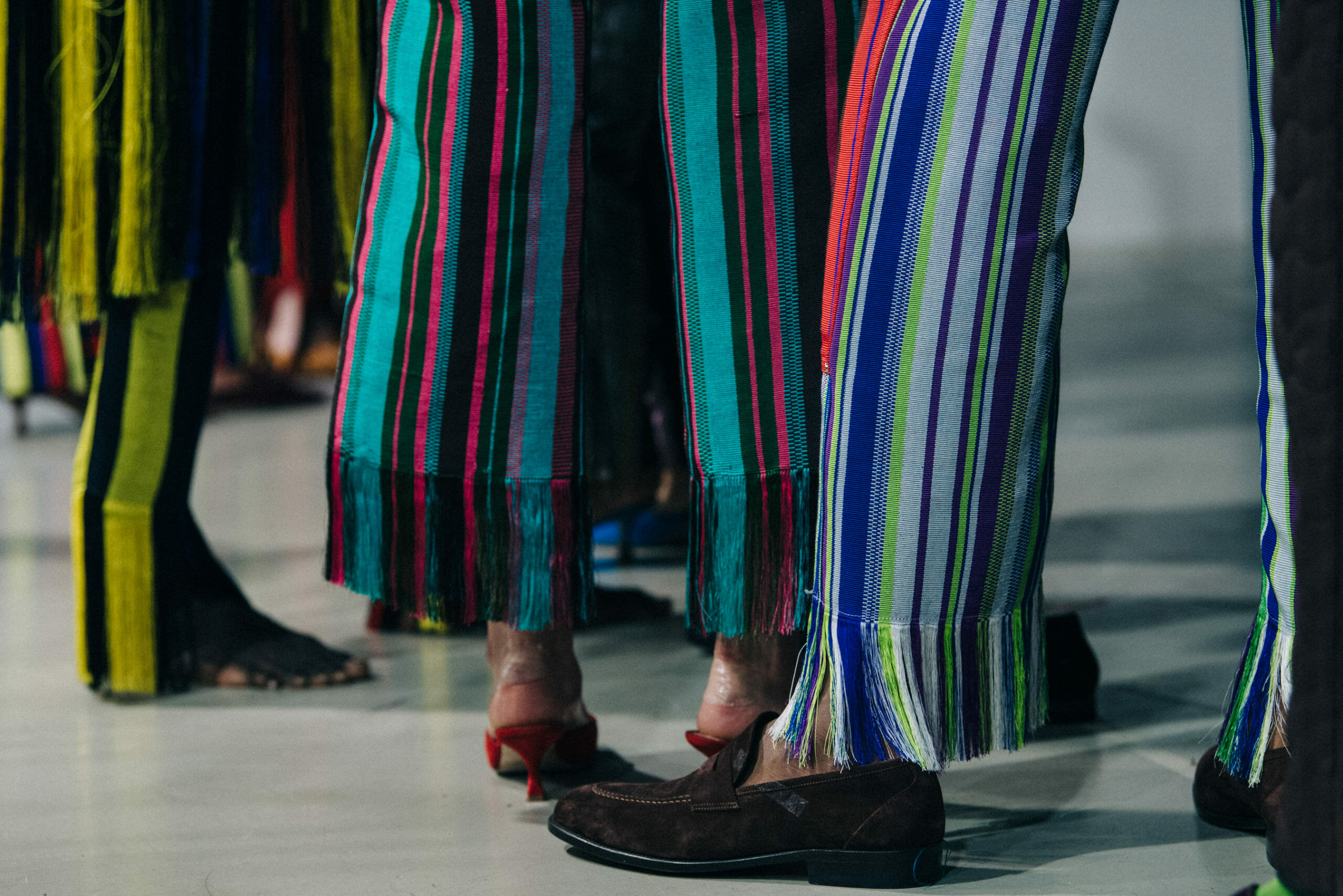Models wearing stripes at Kenneth Ize