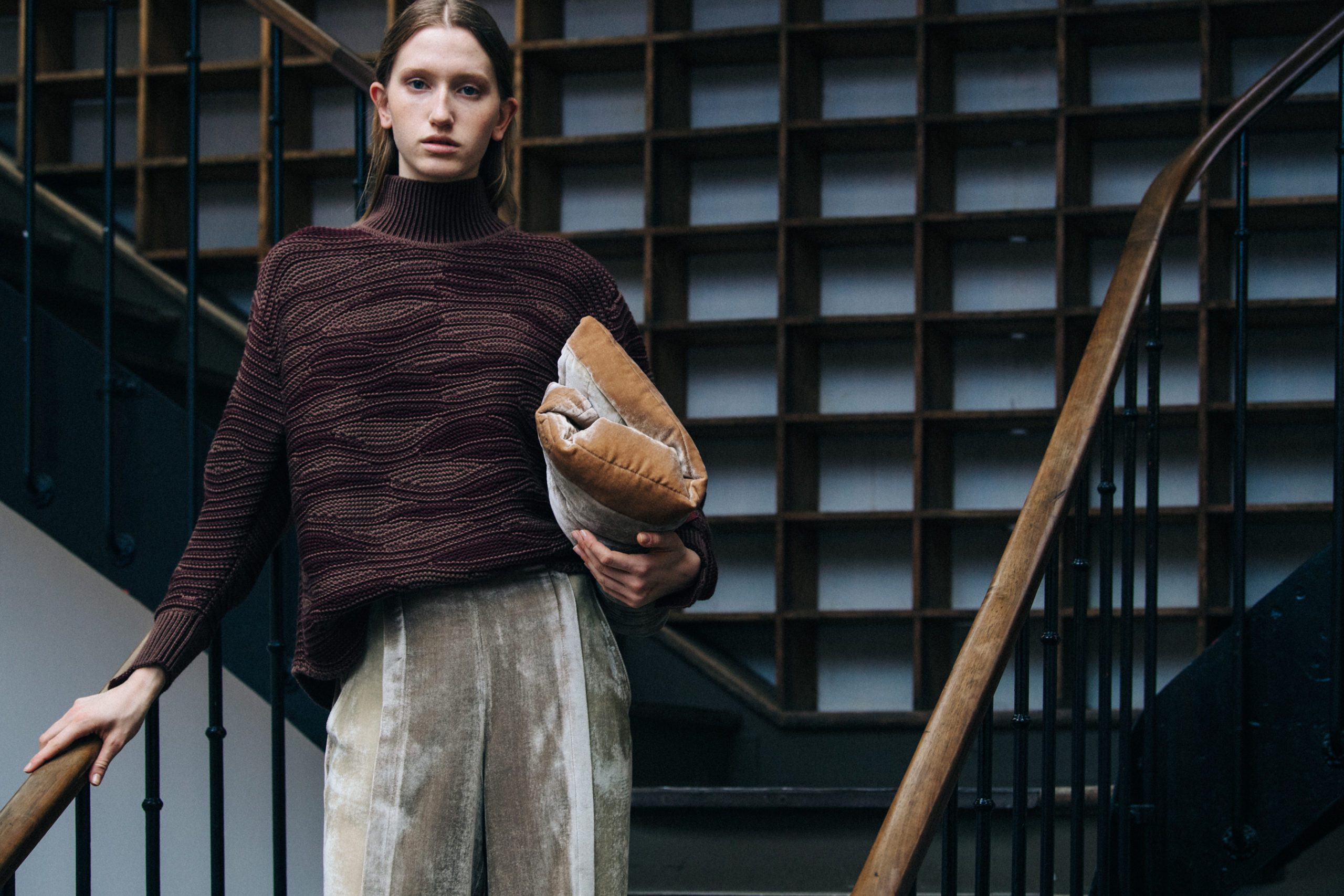 Models wearing brown wool at Nehera