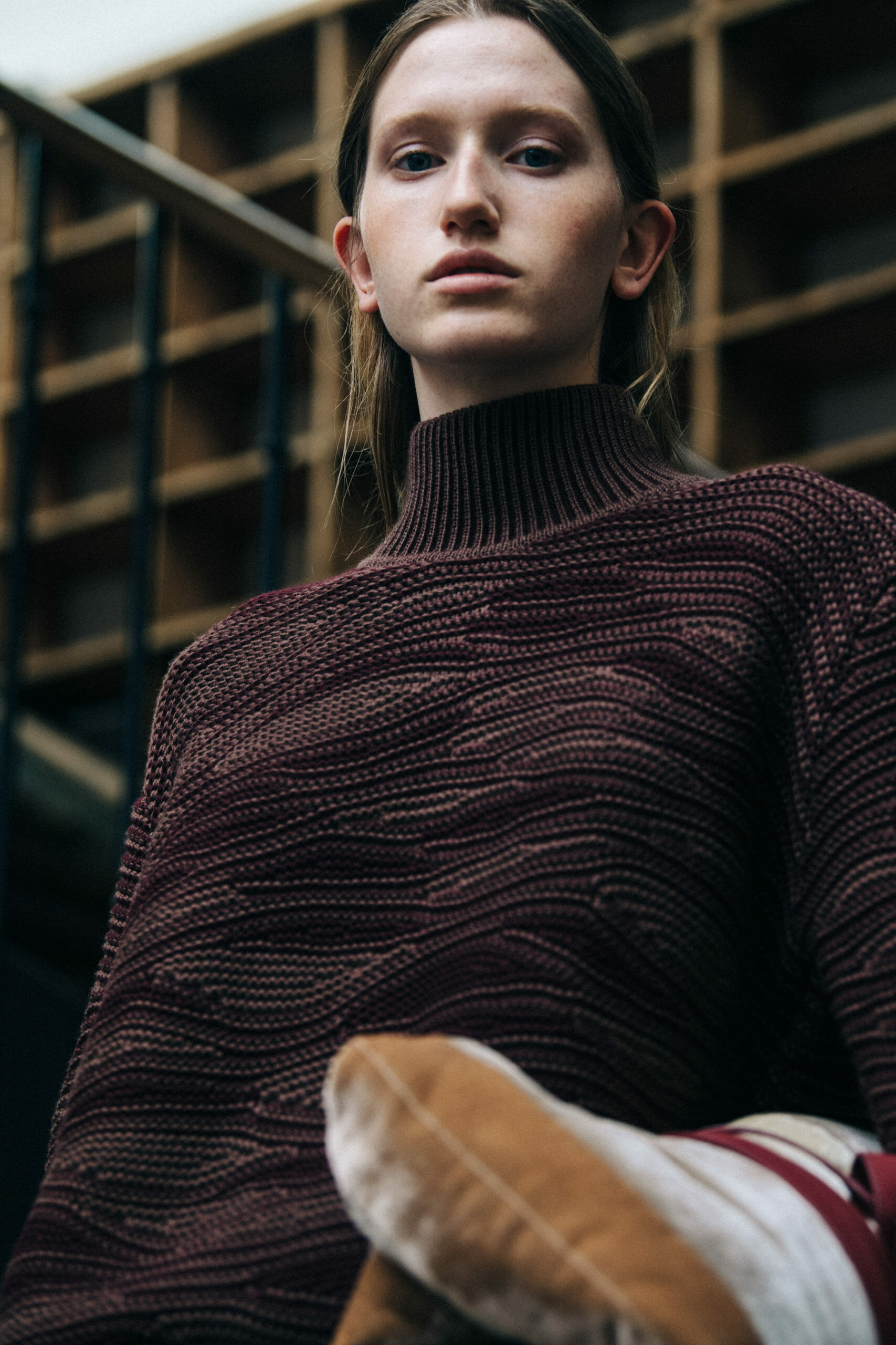 Models wearing brown wool at Nehera