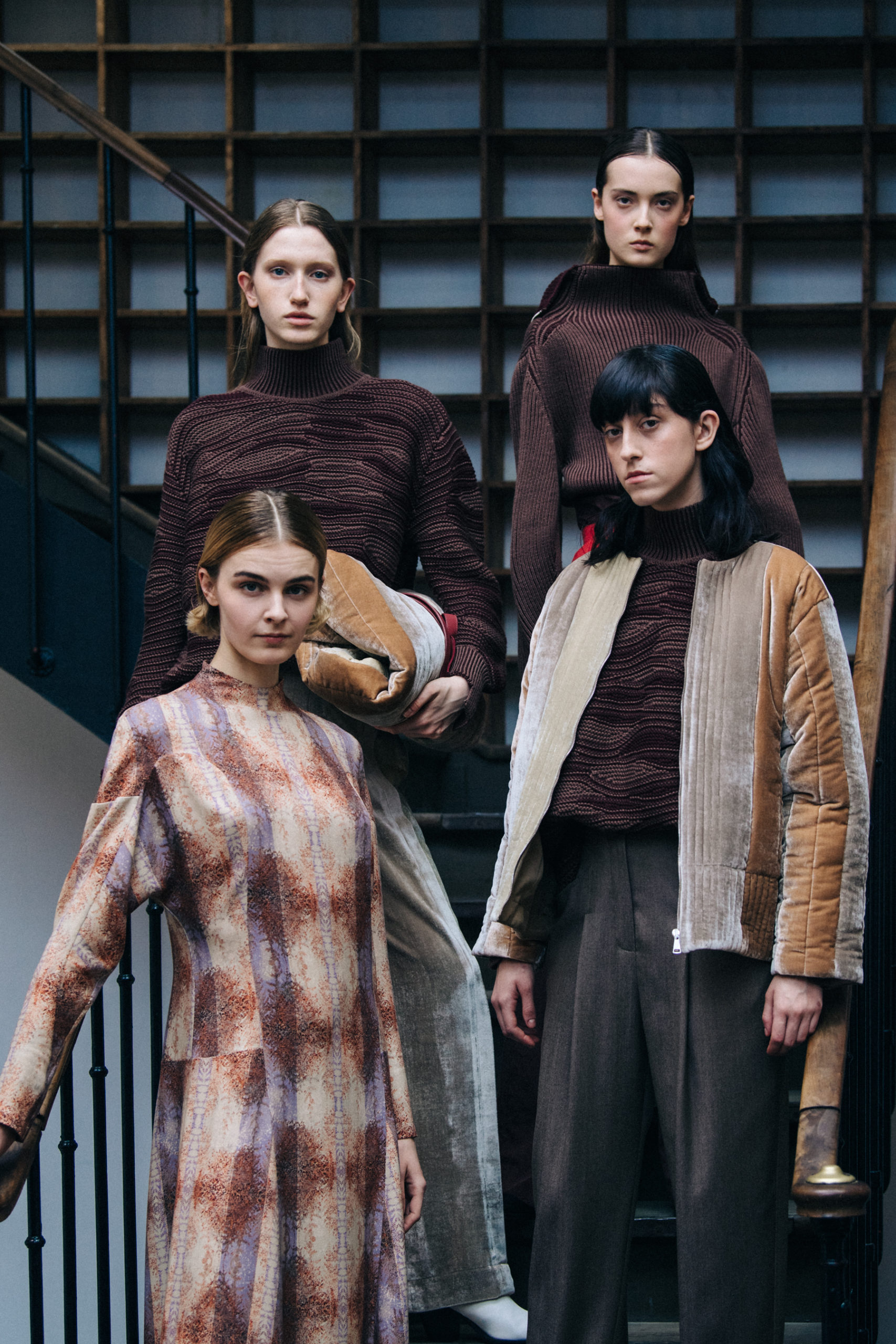 Models wearing brown wool at Nehera