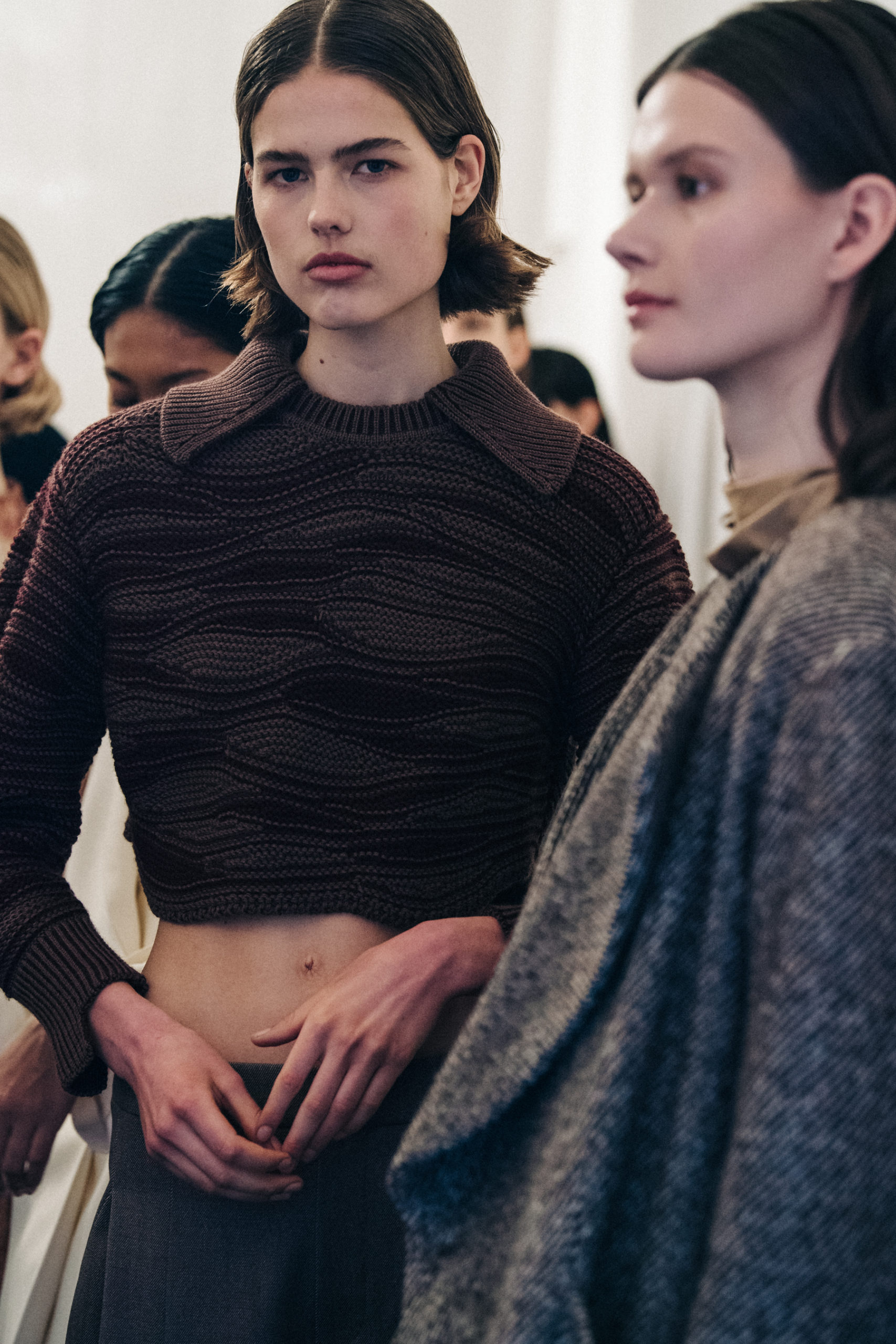 Models wearing brown wool at Nehera