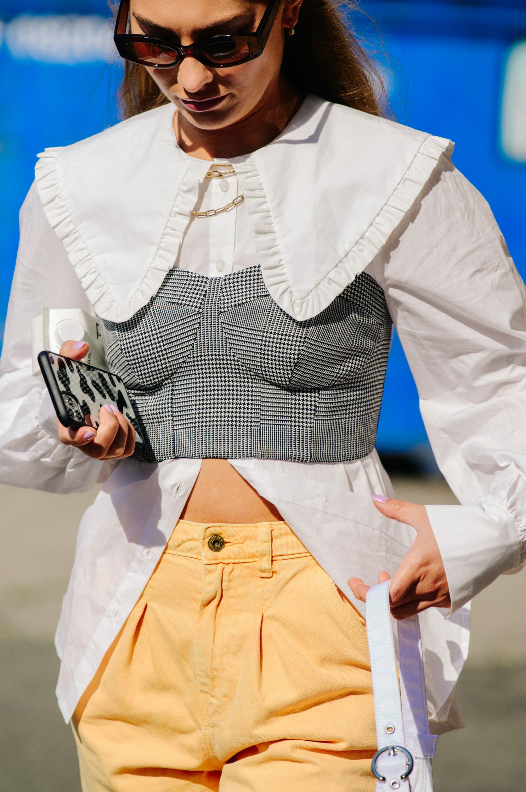 Woman wearing white shirt