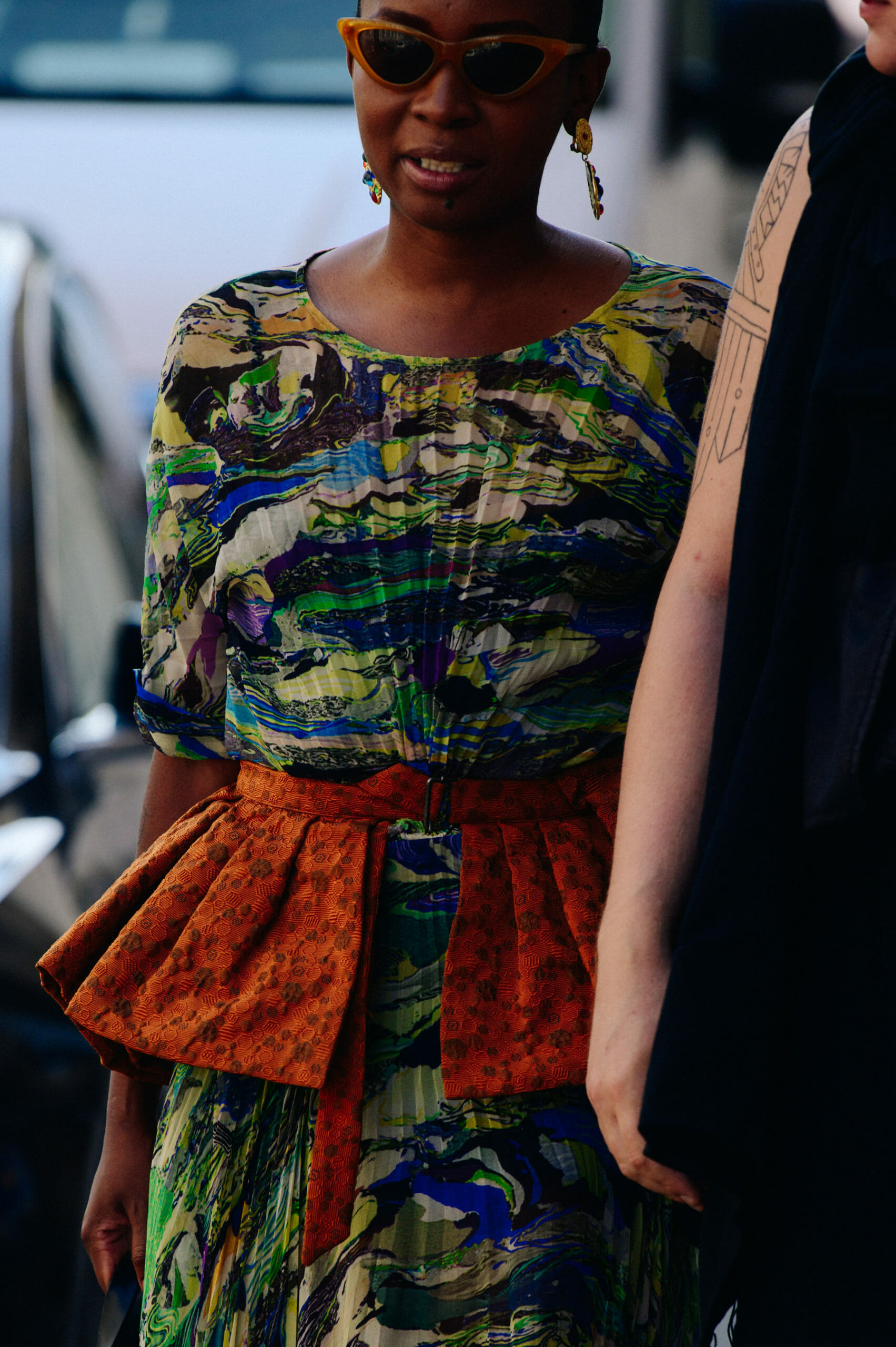 Woman wearing colourful dress
