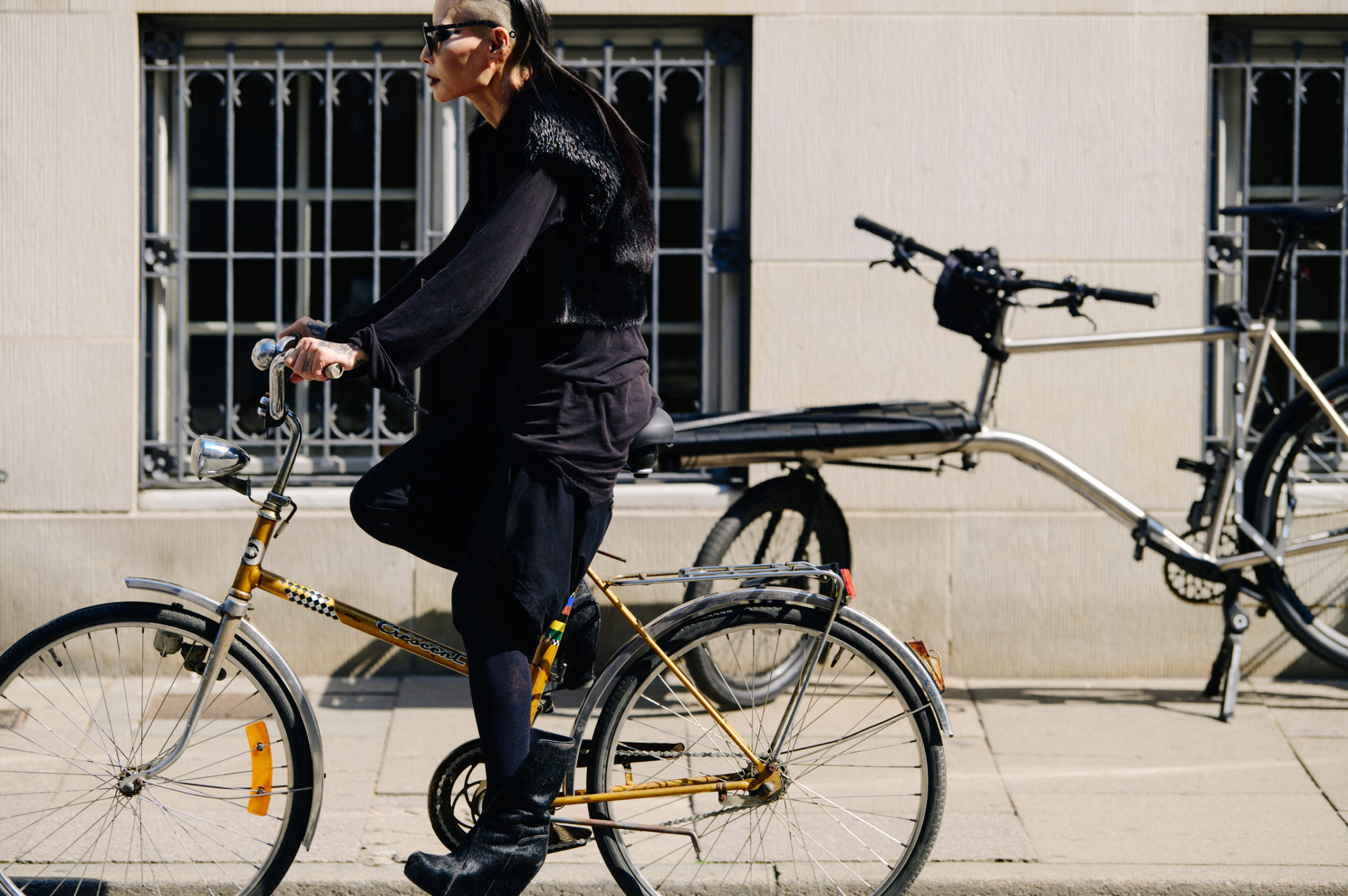 Woman riding bicycle