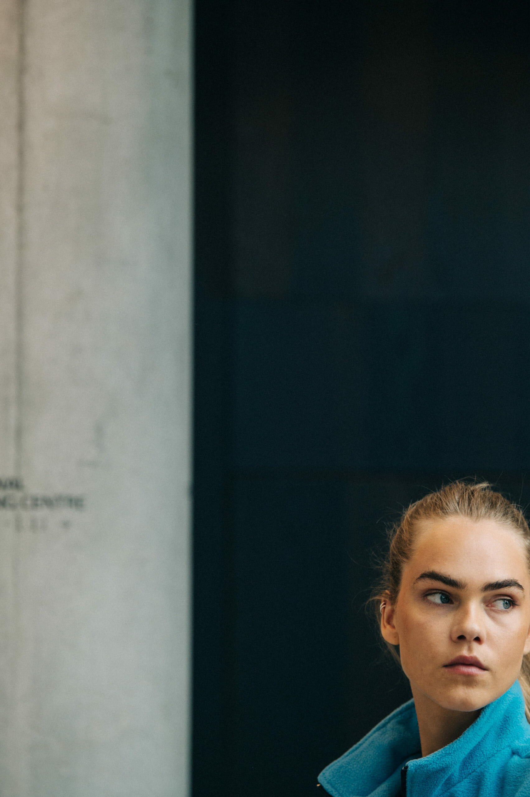 Model wearing blue 7 Days outfit