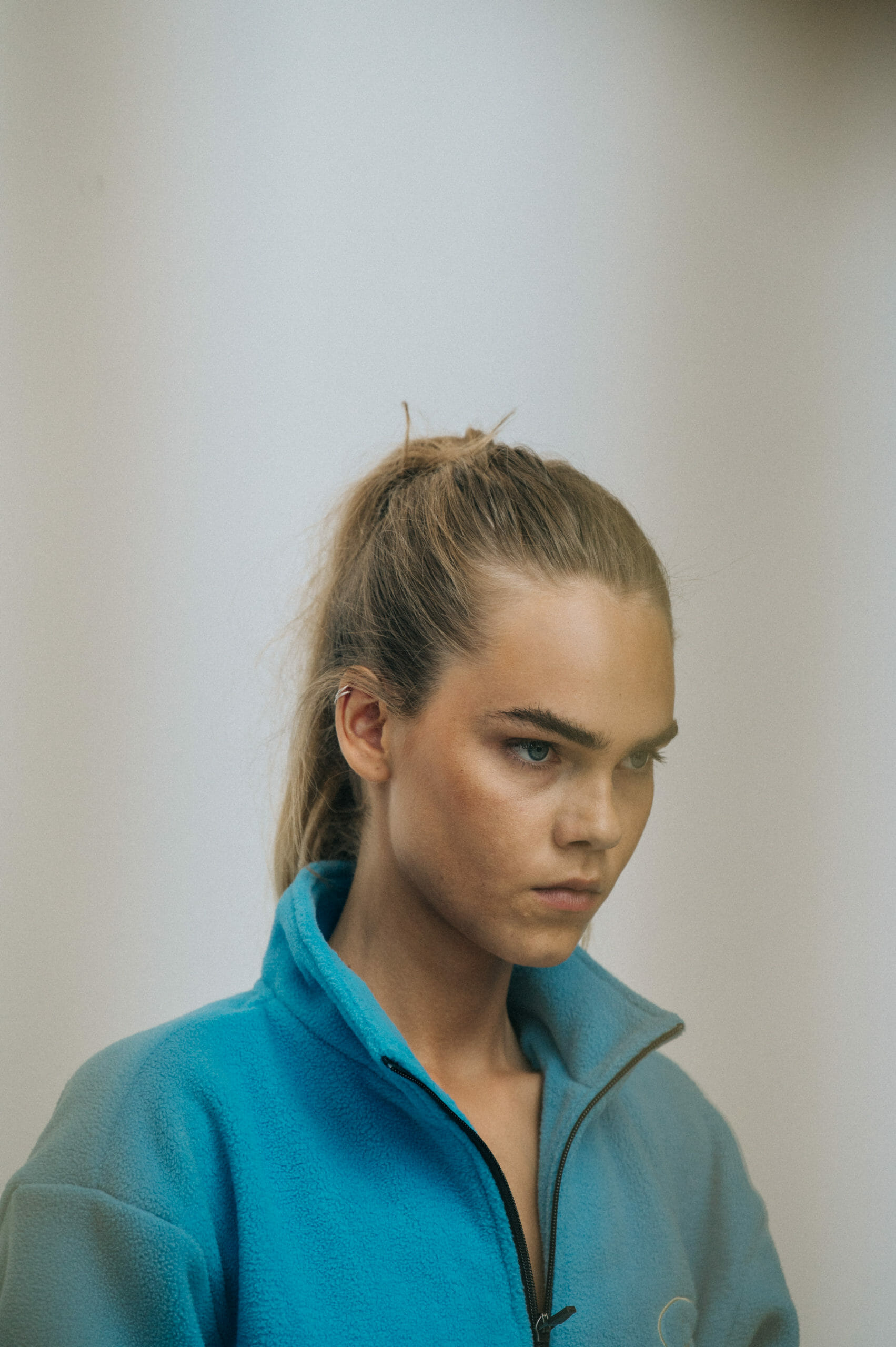 Model wearing blue 7 Days outfit