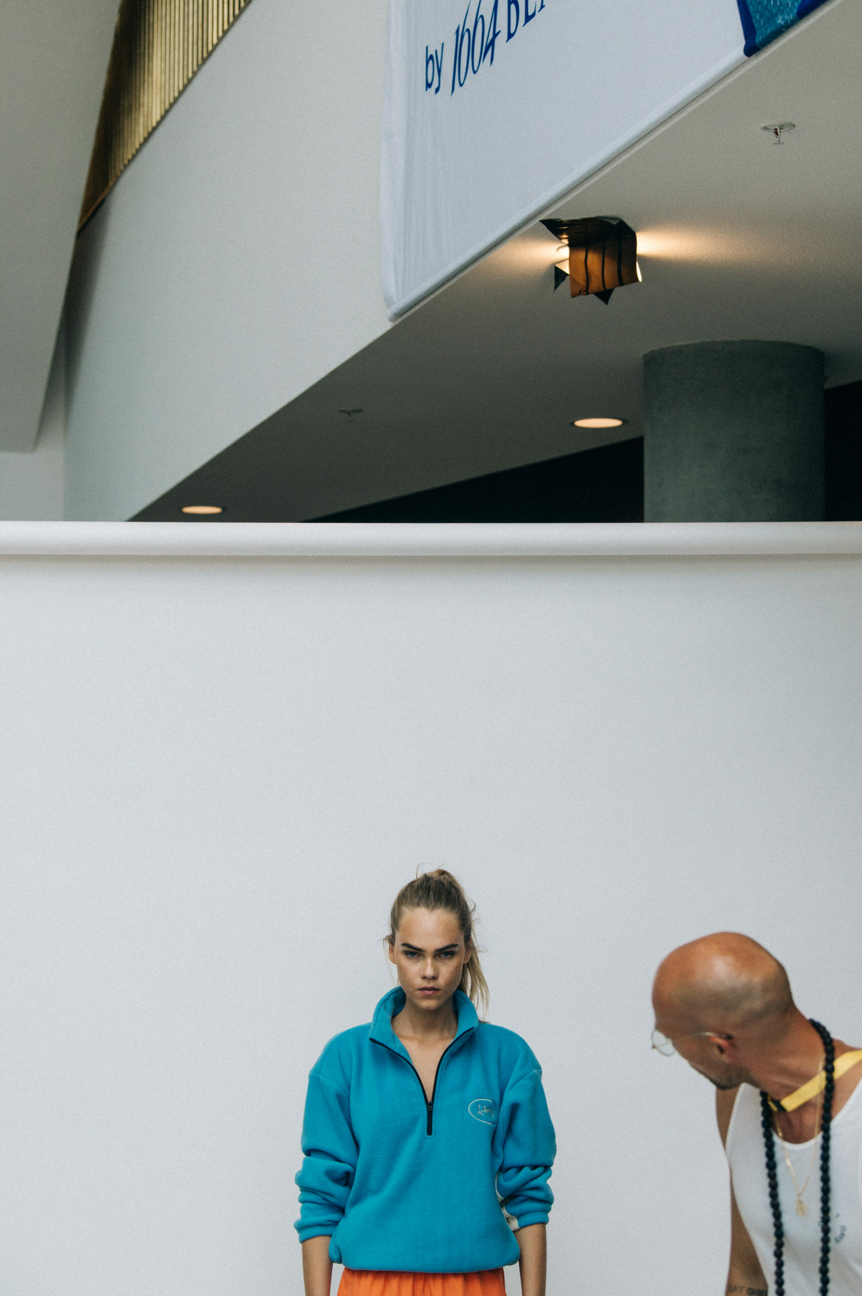 Model wearing blue 7 Days outfit