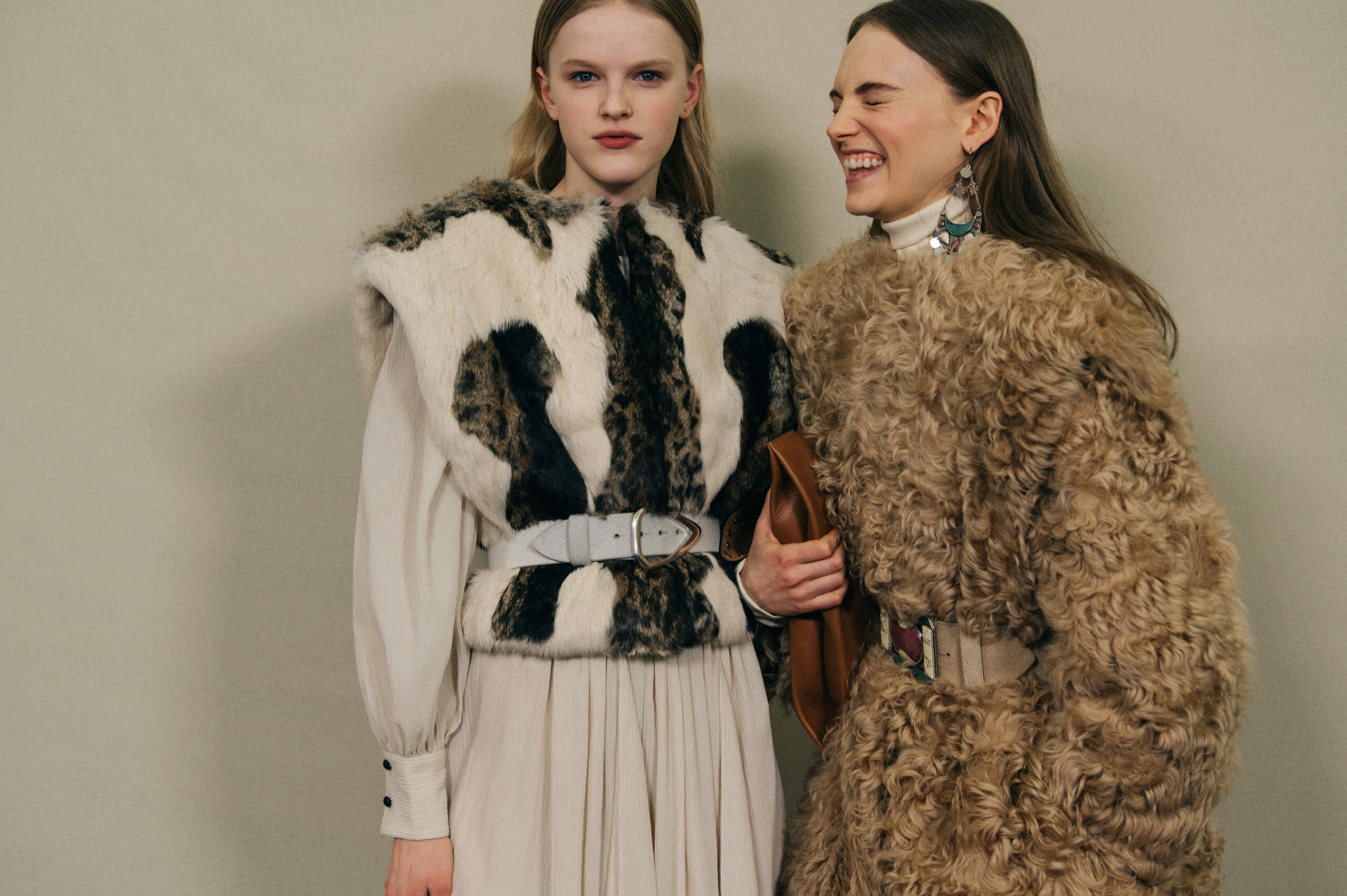 Models wearing fur at Isabel Marant