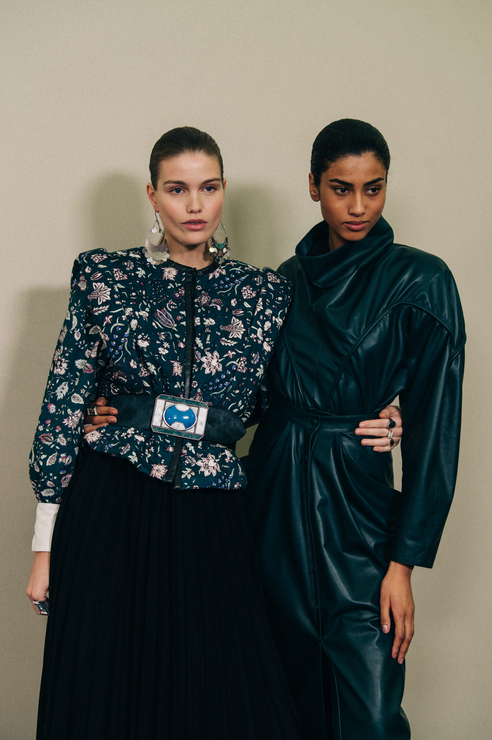 Models wearing leather at Isabel Marant