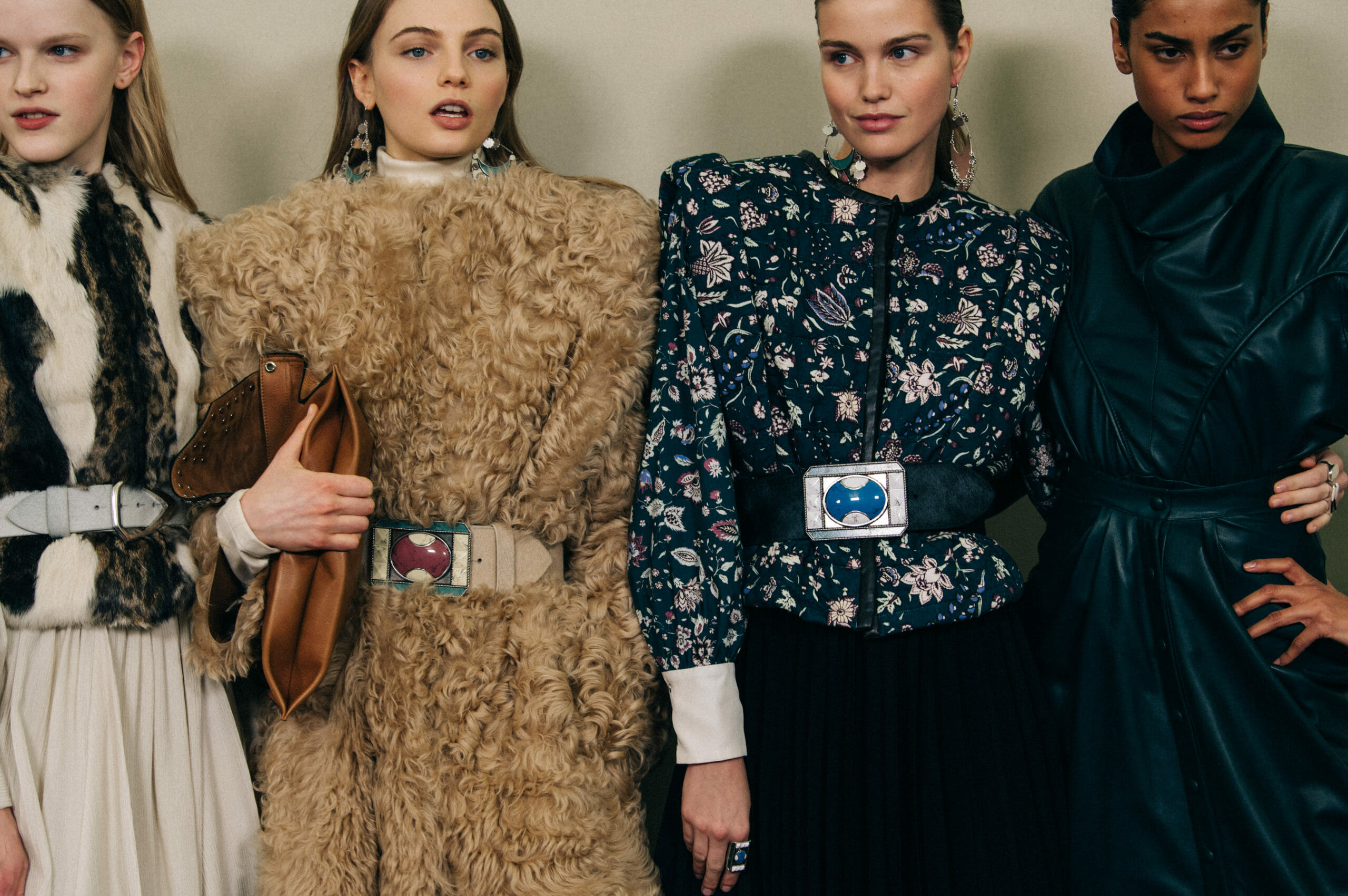 Models wearing fur at Isabel Marant