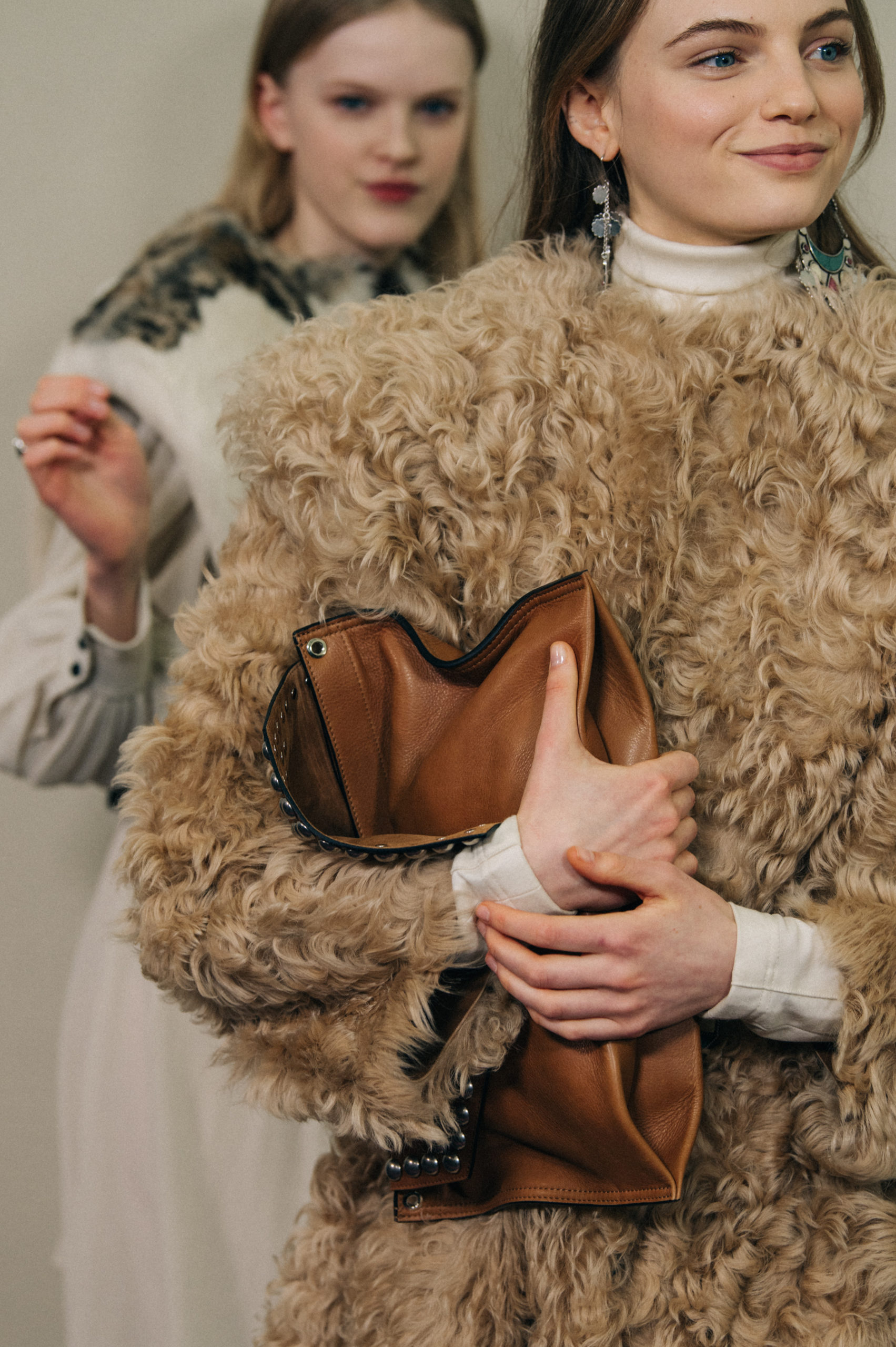 Models wearing fur at Isabel Marant