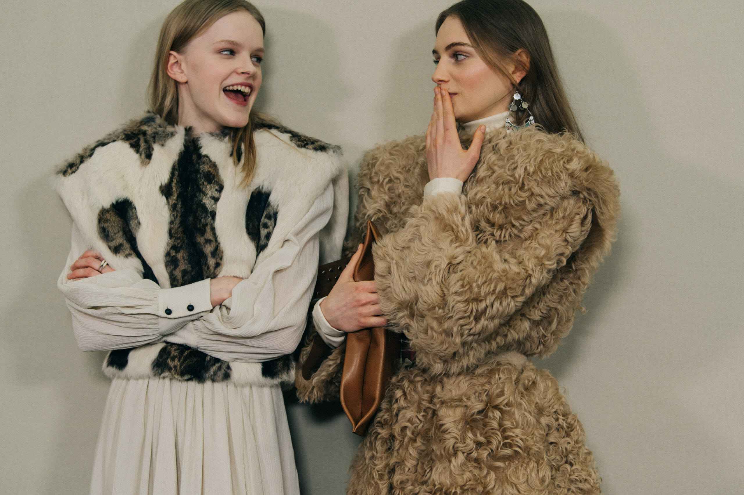 Models wearing fur at Isabel Marant